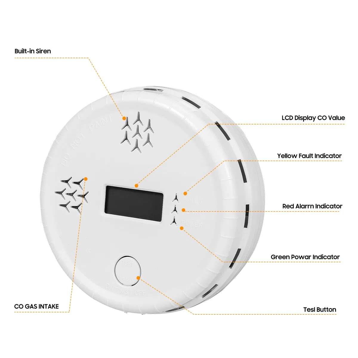 Le Moniteur détecteur de monoxyde de Carbone, Alarme de monoxyde de Carbone Portable, Alarme de monoxyde de Carbone Domestique, Conforme à la Norme EN50291