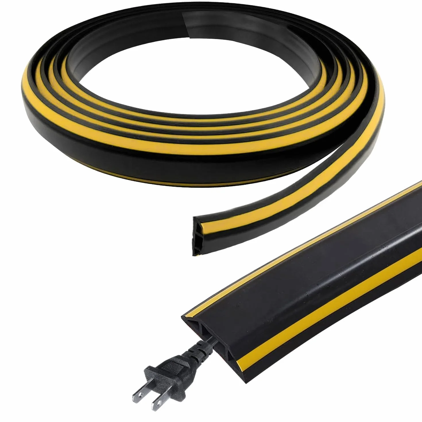 400 cm Goulotte Passe de Cable Adhesif au Sol, Flexible PVC Rampe de Protection Câble Noir, Protege Cable Management Sol pour Bureaux, Maisons, Entrepôts, Concerts, etc