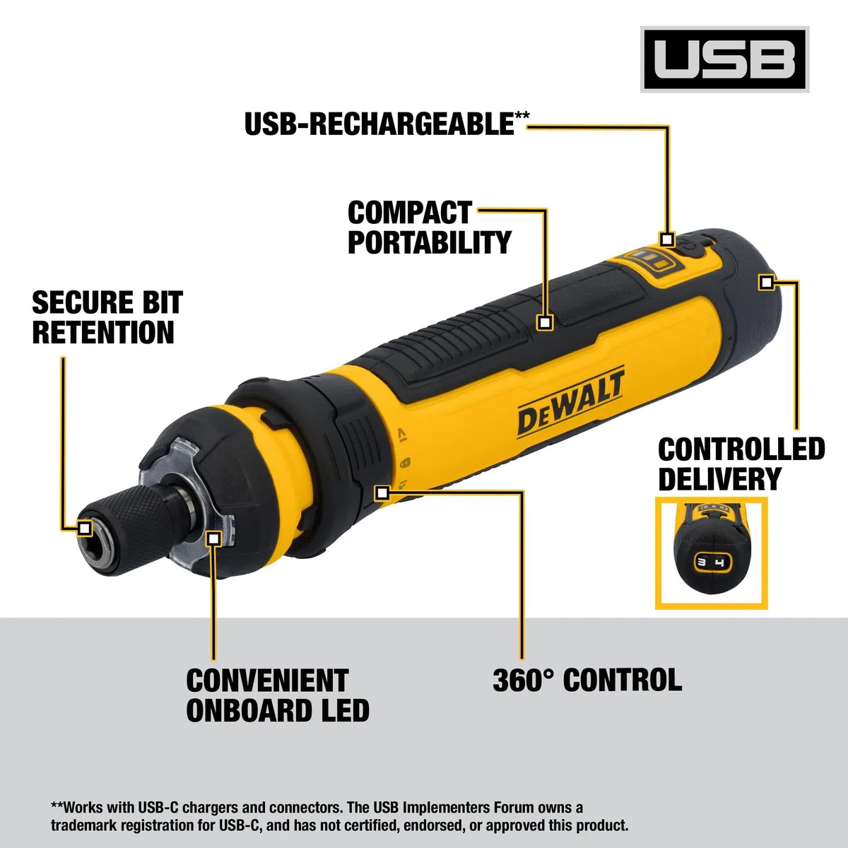 DEWALT Tournevis sans fil avec contrôle FLEXDRIVE et embouts de tournevis (DWHT66719)