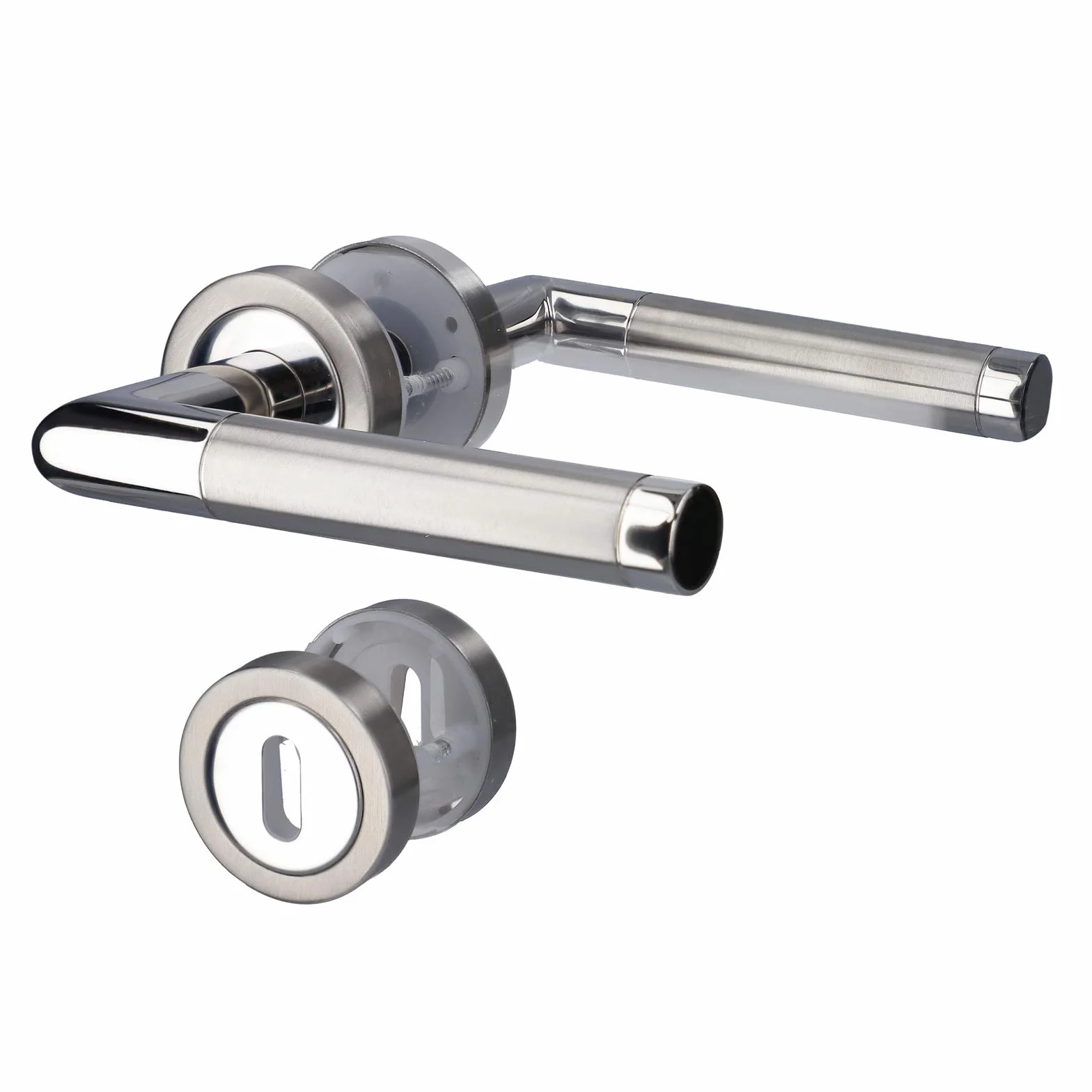 Alpertec 88020100AZ BB Garniture de porte en acier inoxydable bicolore pour garniture de porte de chambre