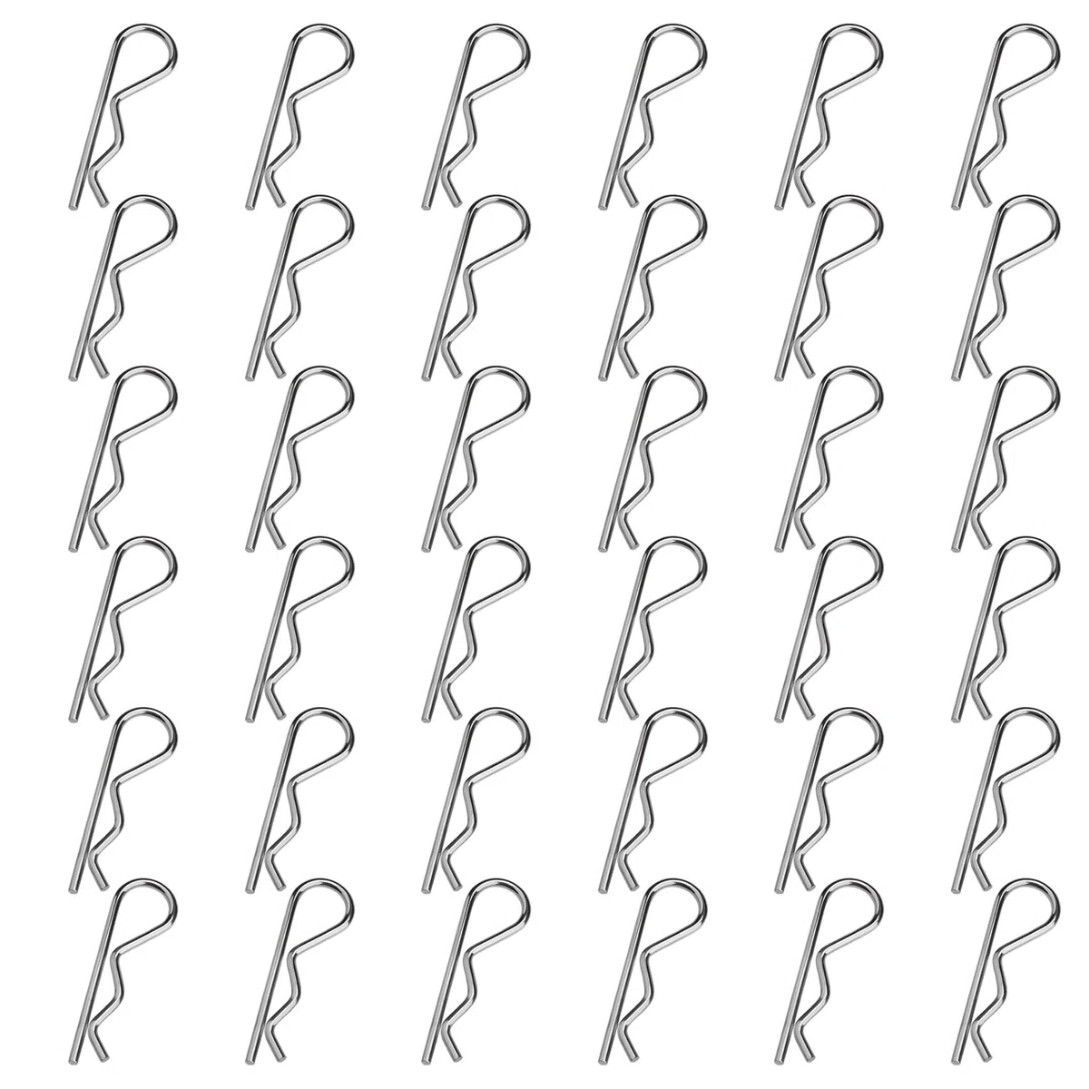 Lot de 30 Goupilles fendues en acier inoxydable avec clips en R - 3 x 65 mm - Épingles à nourrice pour automobile, mécanique, garage, équipement électrique, voitures, camions, tondeuse à gazon