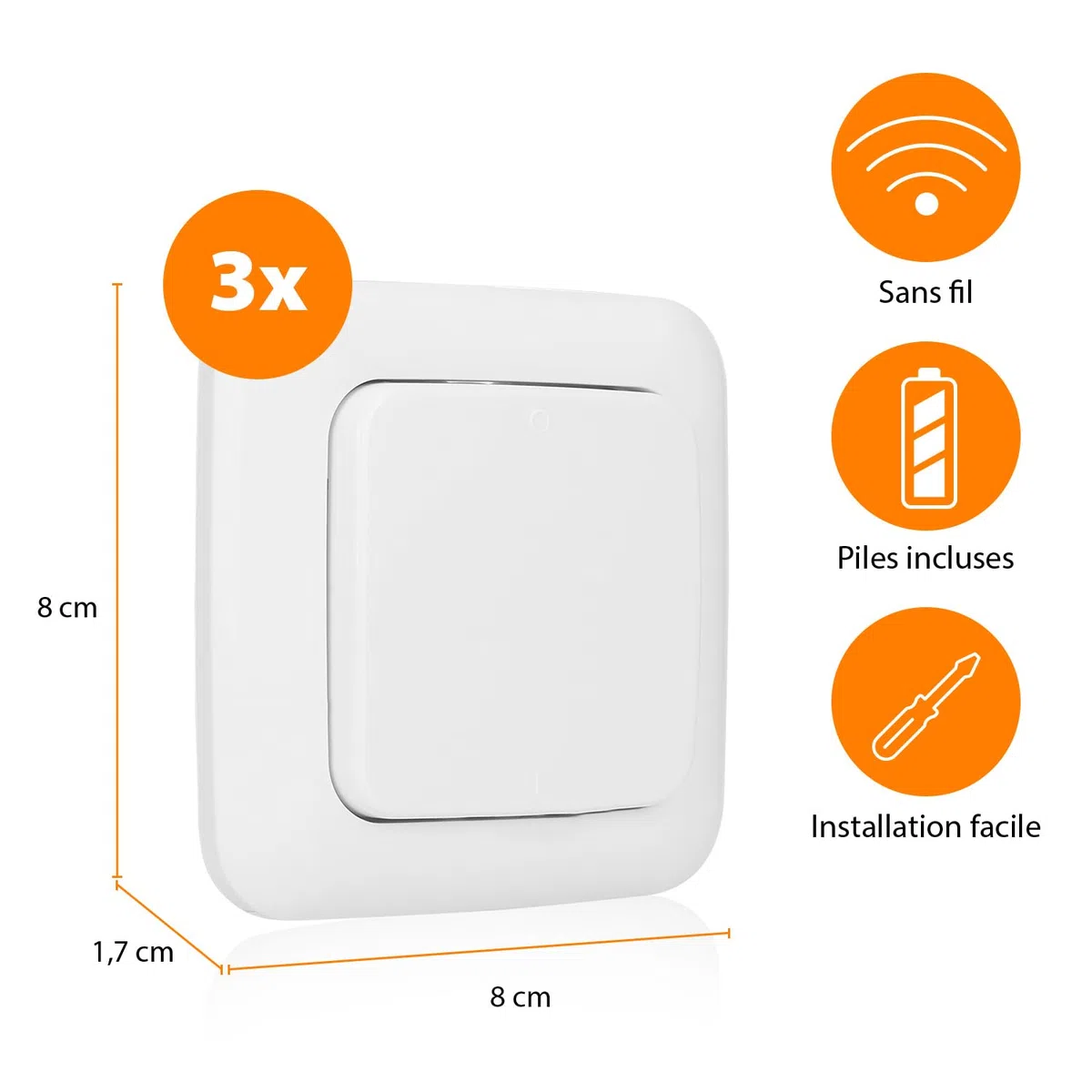 Smartwares Kit domotique Interrupteur sans Fil Plug & Connect - pour Chambre à Coucher - 3 Interrupteurs Simples et 1 Module encastrable - SH4-99567