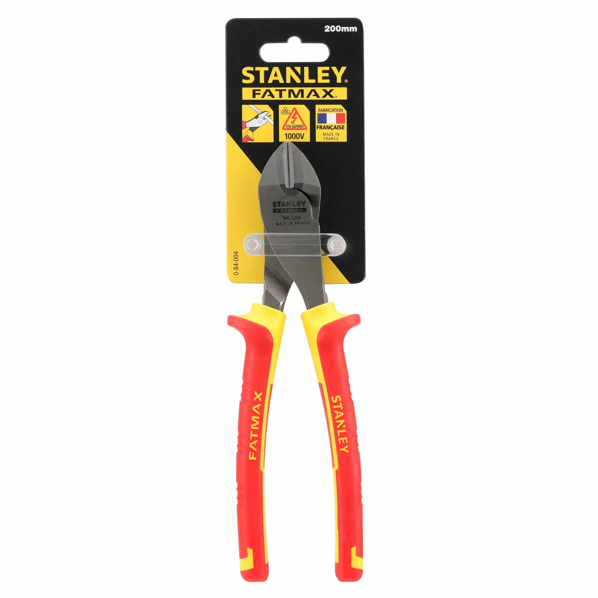 STANLEY 0-84-004 Pince Coupante Diagonale 195 Mm Gamme FATMAX - Poignée Bi Matière 1000V - Tête Chromé Inoxydable - Taillants Trempés Haute Fréquence - Normes En 60900, Iec/CEI 900, Vde 0680