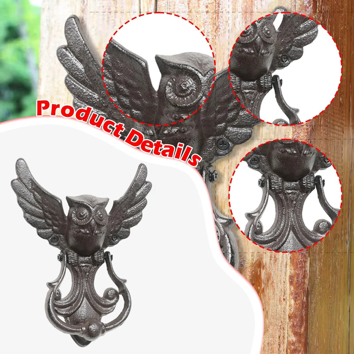 Heurtoir de Porte Hibou, Accessoire de Quincaillerie Extérieure Pratique et Robuste, Antique