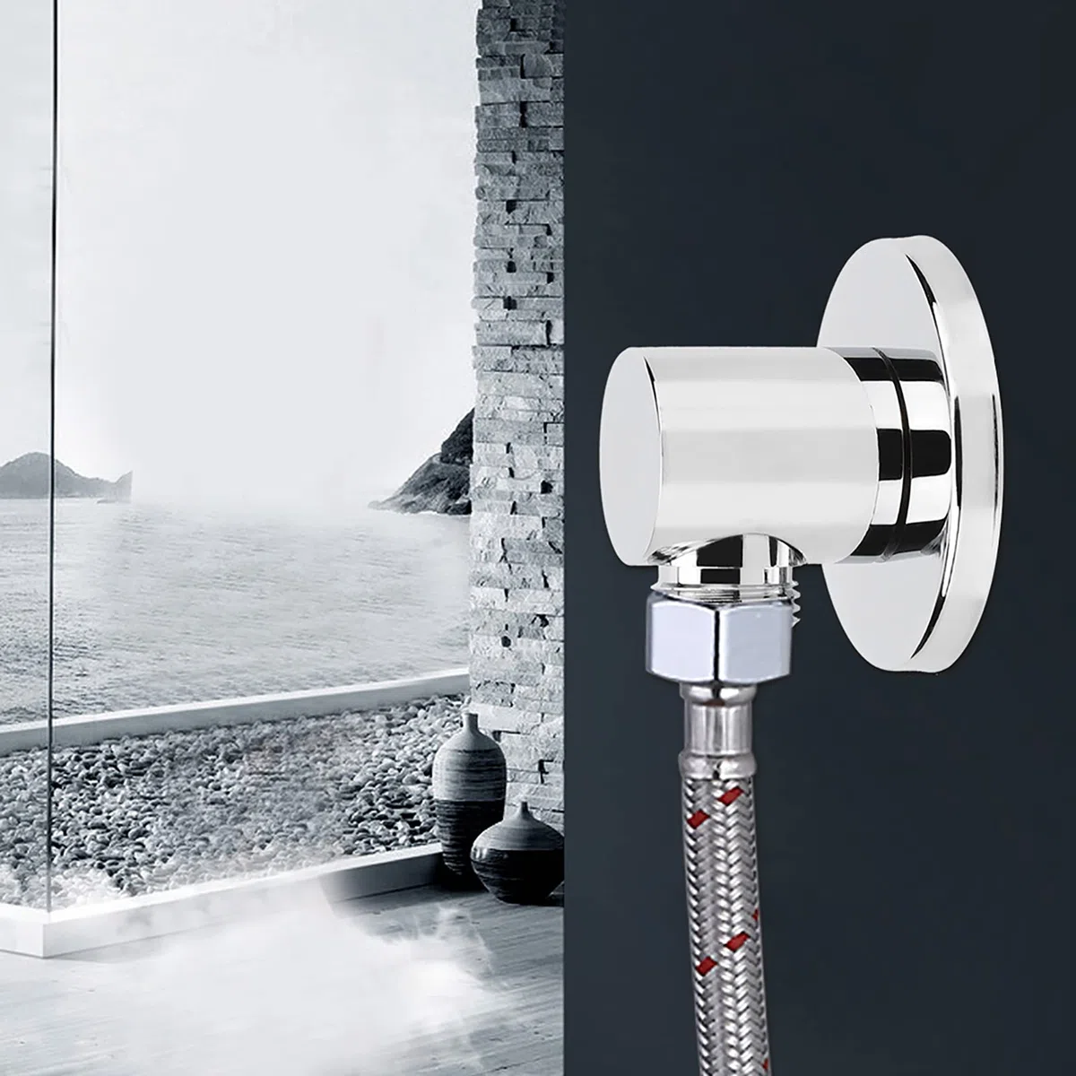 Connecteur de tuyau de douche G1/2in, coude d'alimentation murale sortie d'eau murale en laiton pour douche à main