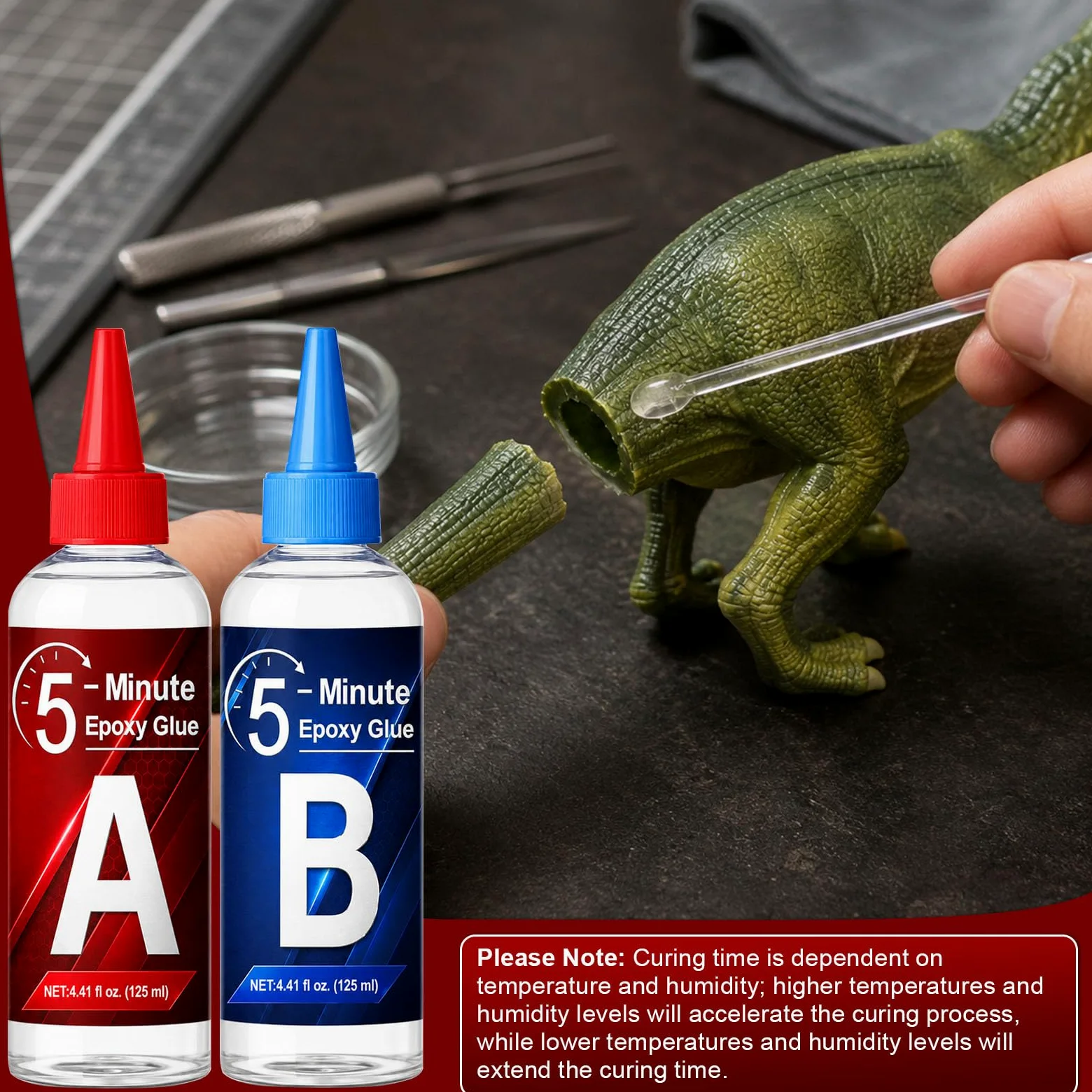 5 Minutes Colle Epoxy 250ml, Transparent Ténacité Haute Résistance Durable, Colle bi Composant Pour la Réparation de Carreaux, Métal, Céramique, Plastique, Bois