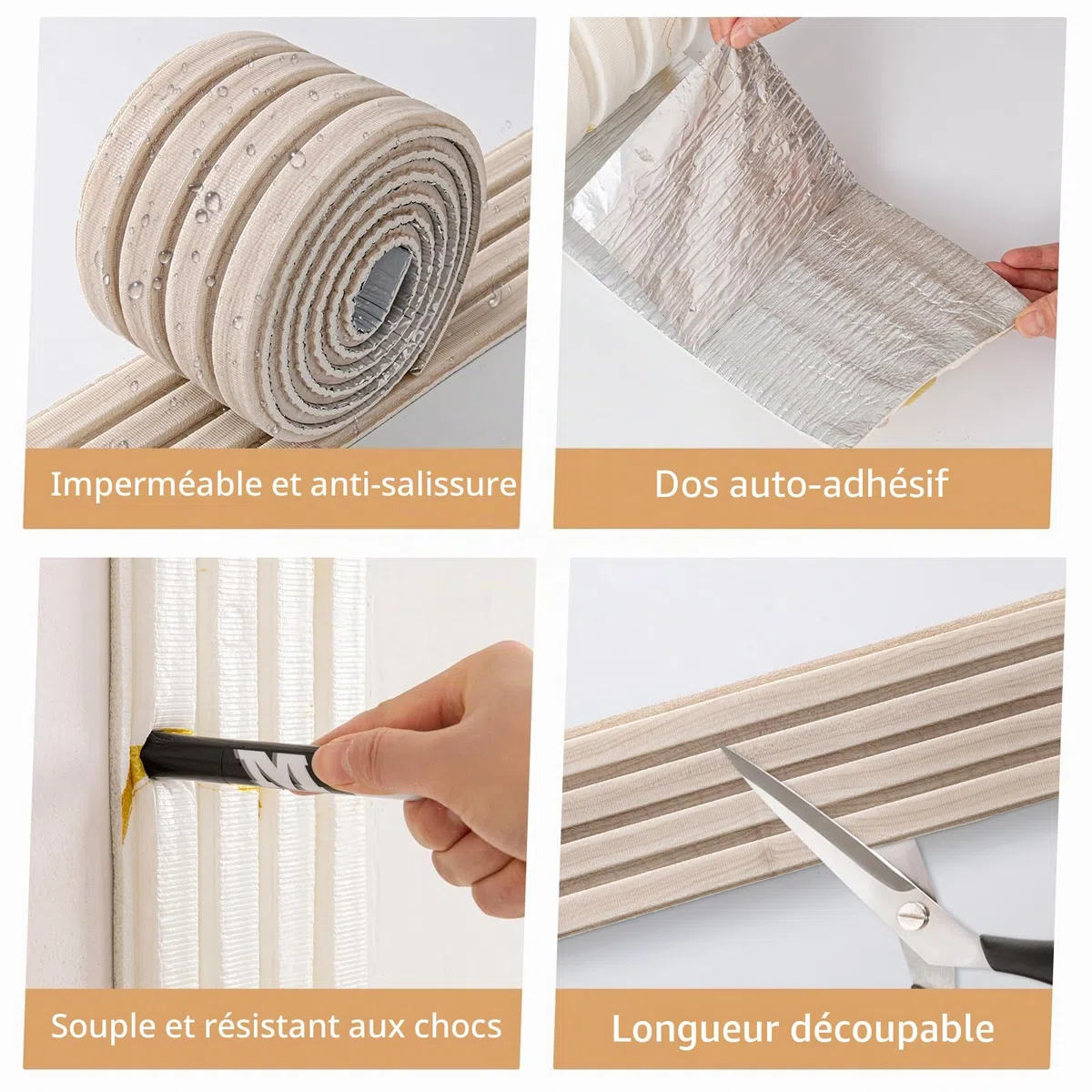 Panneaux muraux rembourrés pour chambre d'enfant, 2,8 m auto-adhésifs anti-collision, protection murale 3D pour chambre à coucher, revêtement mural de 1,1 cm d'épaisseur pour lit pour chambre à
