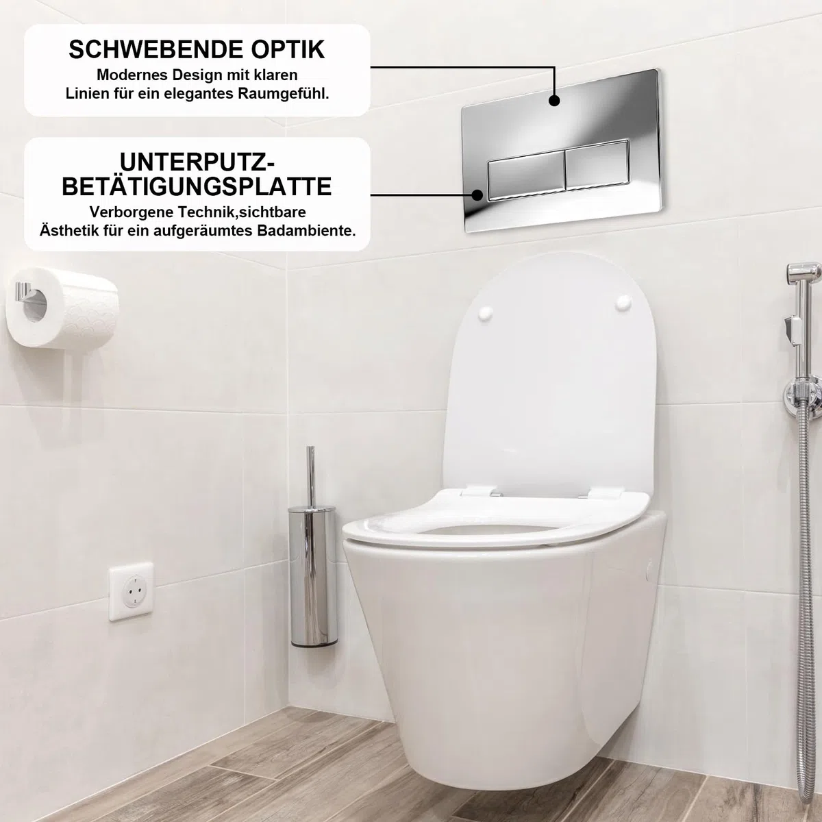 Plaque de commande wc suspendu, plaque de déclenchement wcà double chasse d’eau, compatible avec GEBERIT SIGMA01 UP300/320, 115.770.11.5, (Argent électrolytique)