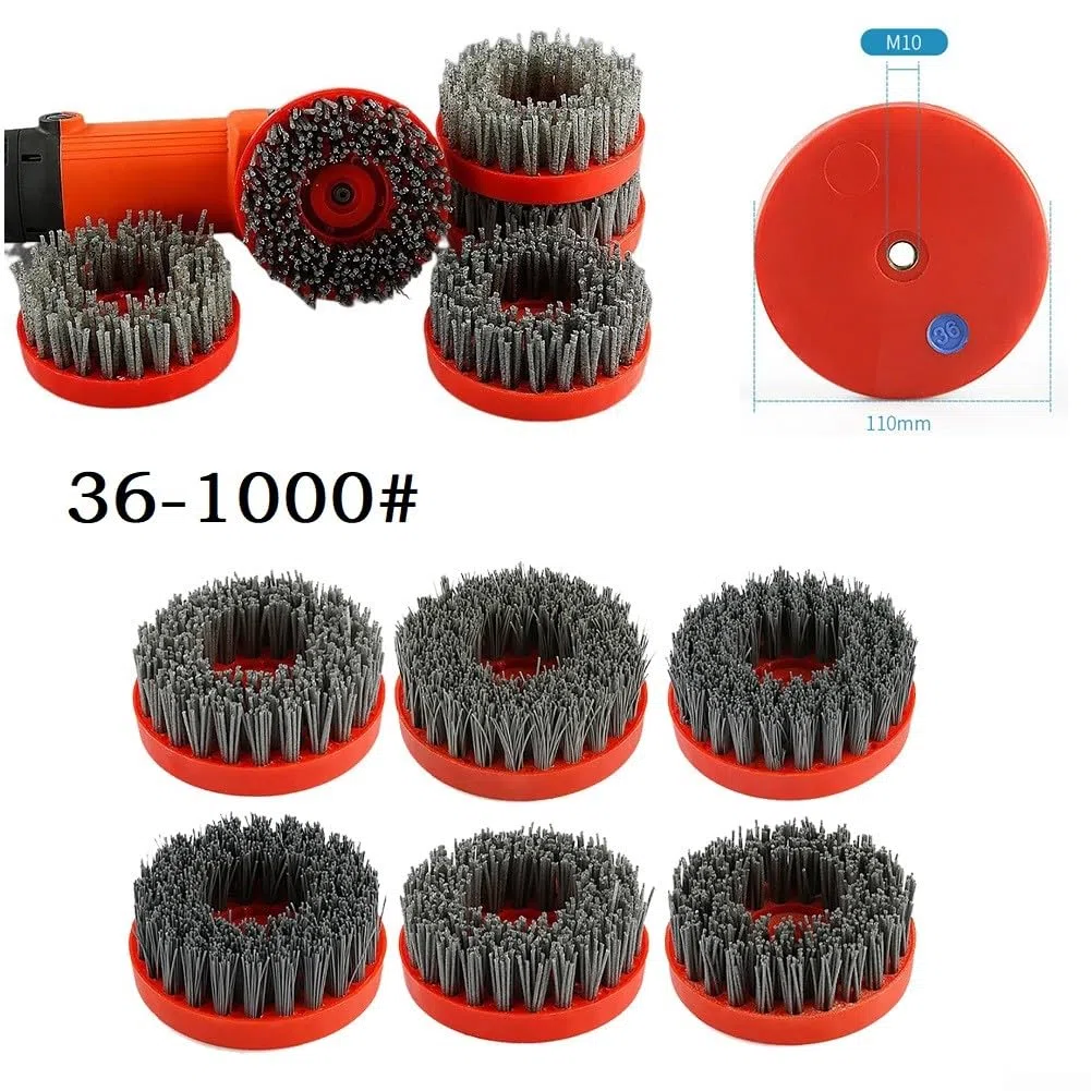 Brosse de nettoyage pour meuleuse d'angle de 10,2 cm, brosse abrasive circulaire, brosse antique pour pierre et granit M10, 320#