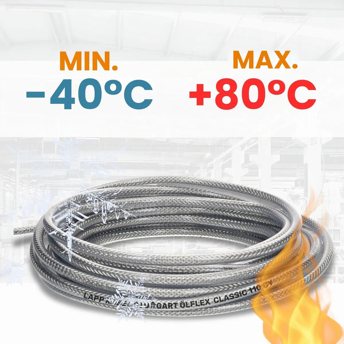 Lapp 1135403 Ölflex Classic 110 CY Câble de Commande Blindé 3G2,5 mm², 10 m | Câble blindé à 3 fils en PVC transparent, résistant aux produits chimiques, idéal pour environnements critiques CEM