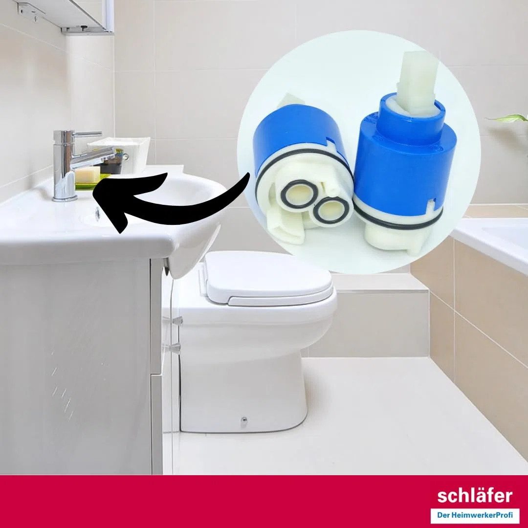 Schläfer 480068 | Cartouche robinet mitigeur 35 mm, cartouche de rechange en céramique basse avec 2 pieds, pour robinets mélangeurs monocommande de cuisine, salle de bain, douche et baignoire