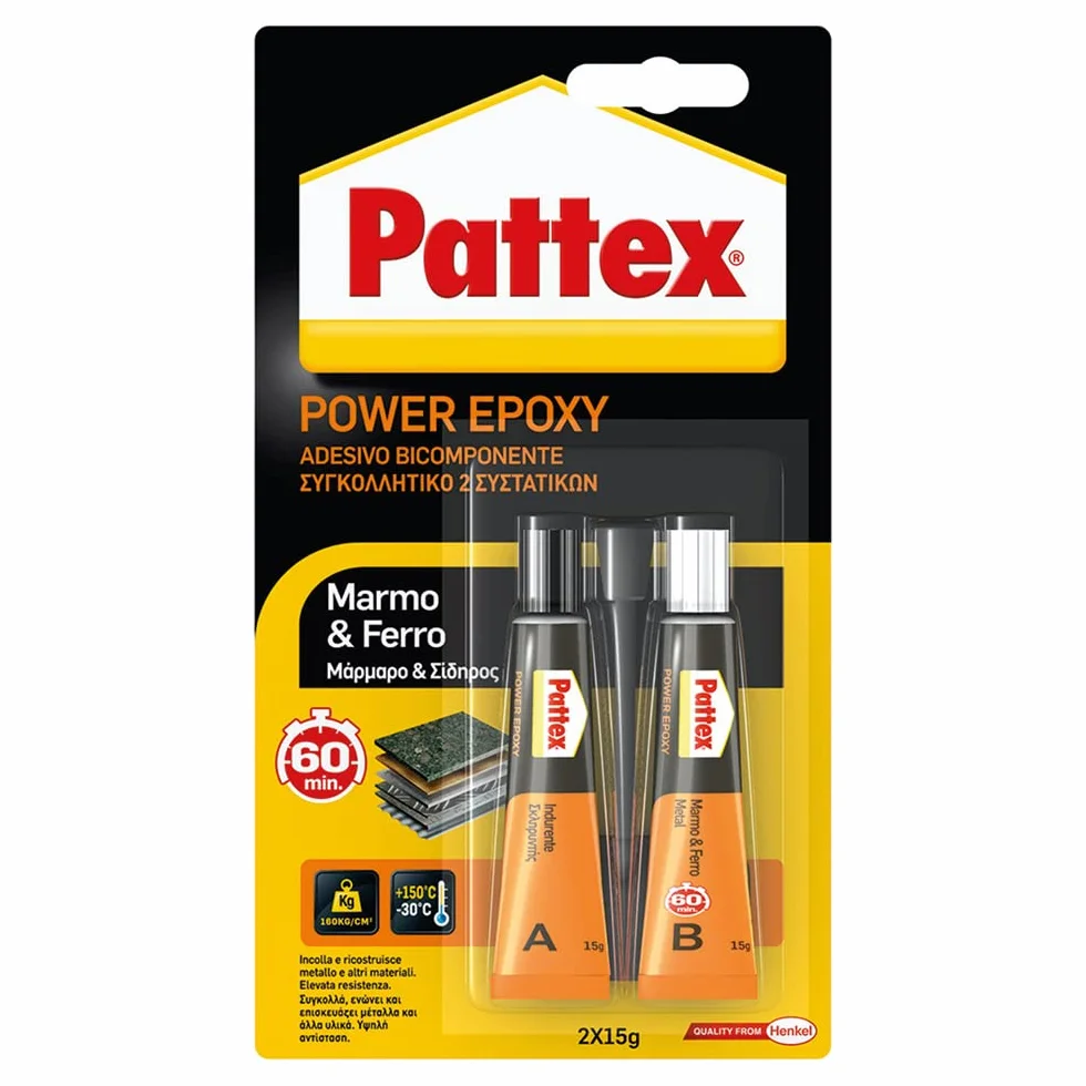 Pattex 1659548 Sticker époxy pour marbre et fer, 15 g + 15 g