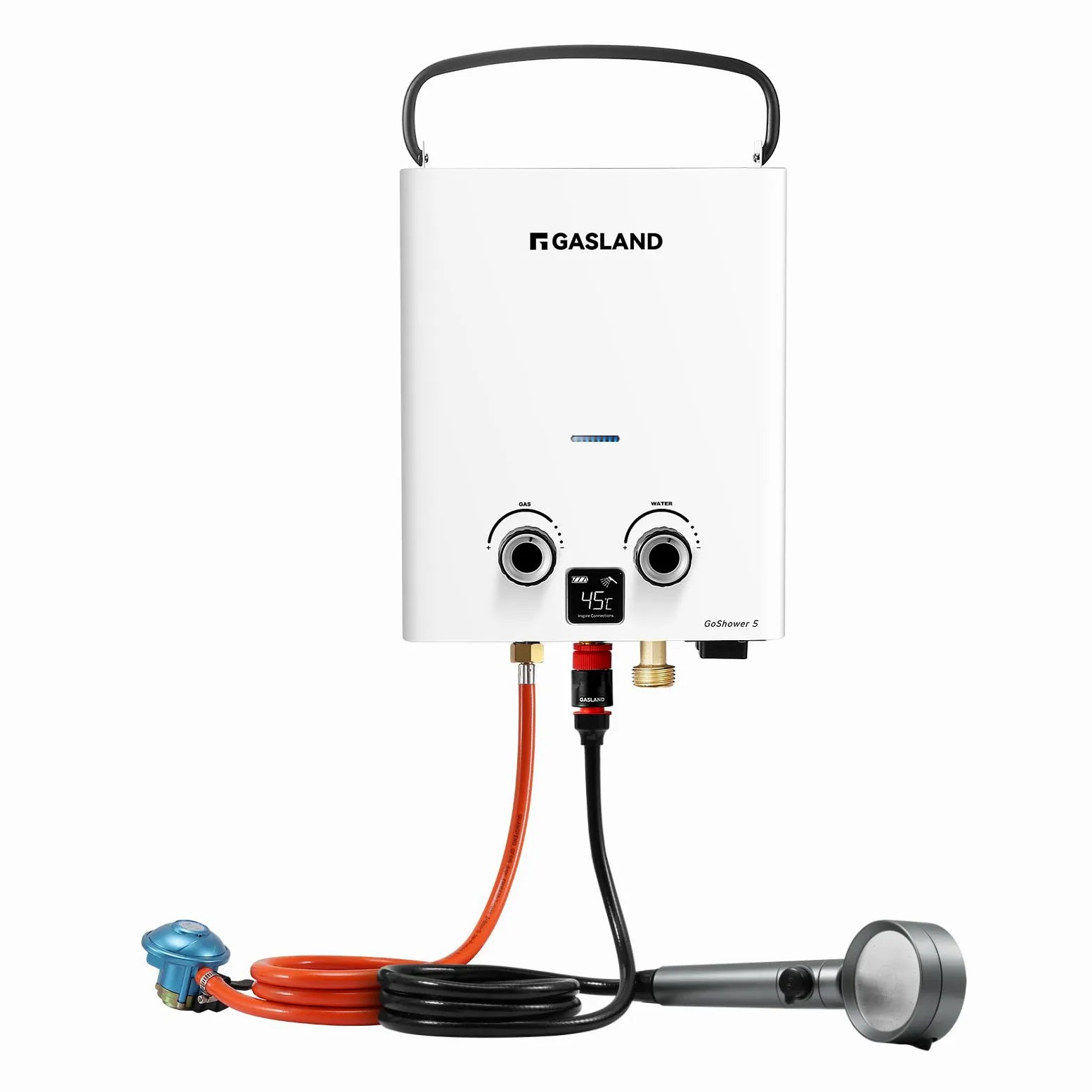 GASLAND GO Shower G5 Chauffe-eau d'extérieur au gaz G5 au propane (37 mbar)/butane (28-30 mbar) - Chauffe-eau au gaz GPL - Douche d'eau chaude de camping