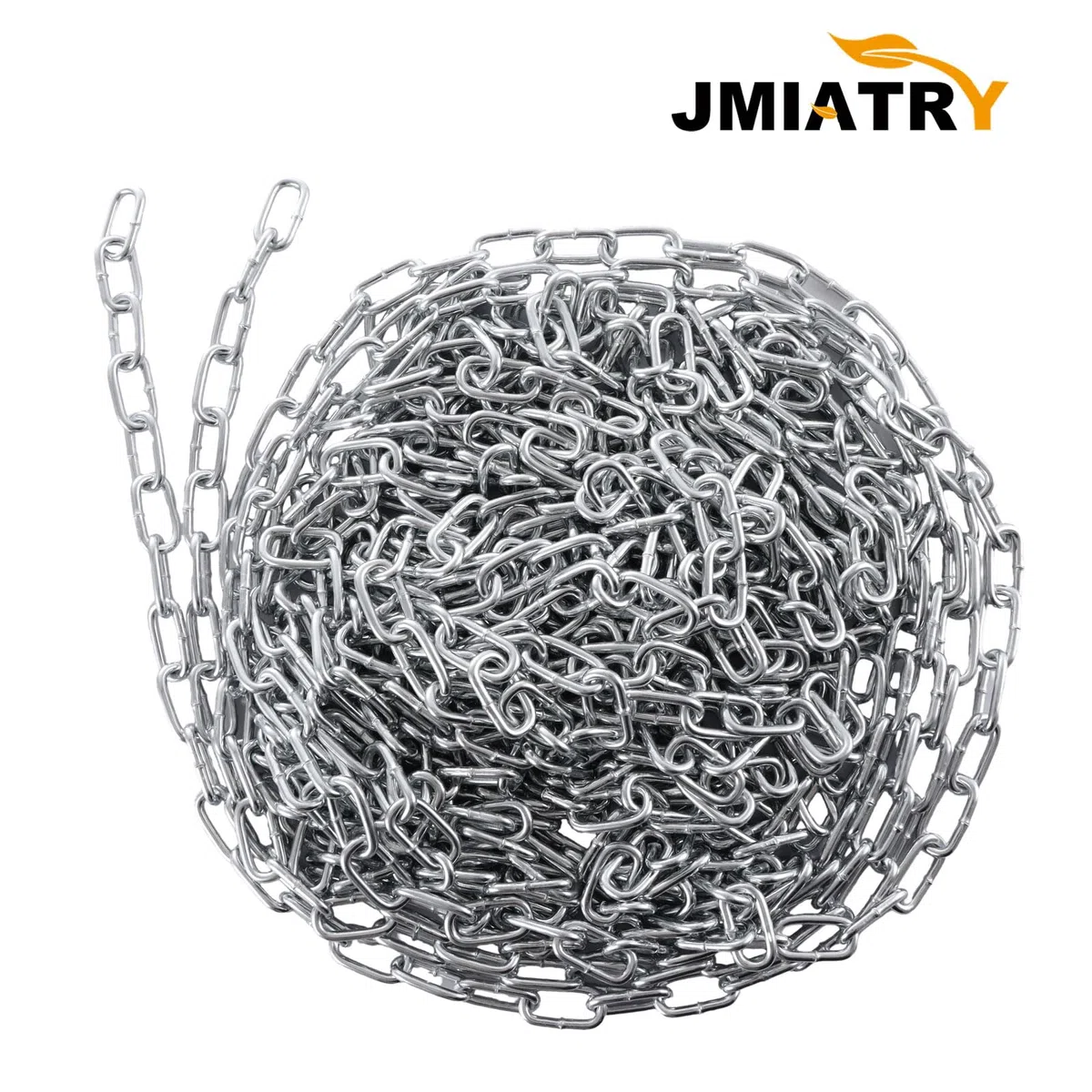 JMIATRY Chaîne en acier inoxydable 304 de 15 m de long, maillons de chaîne robustes de 4 mm, chaînes à maillons soudés en acier galvanisé pour portail de clôture, portes de garage, chaînes balançoires