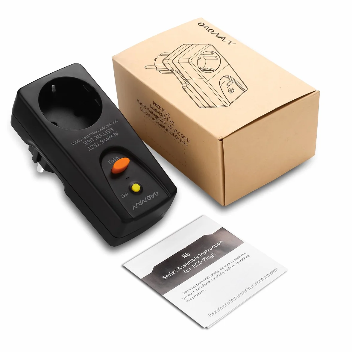 Disjoncteurs Adaptateur RCD de sécurité 16 AMP RCD Plug pour Appareils Ménagers et Outils - Noir