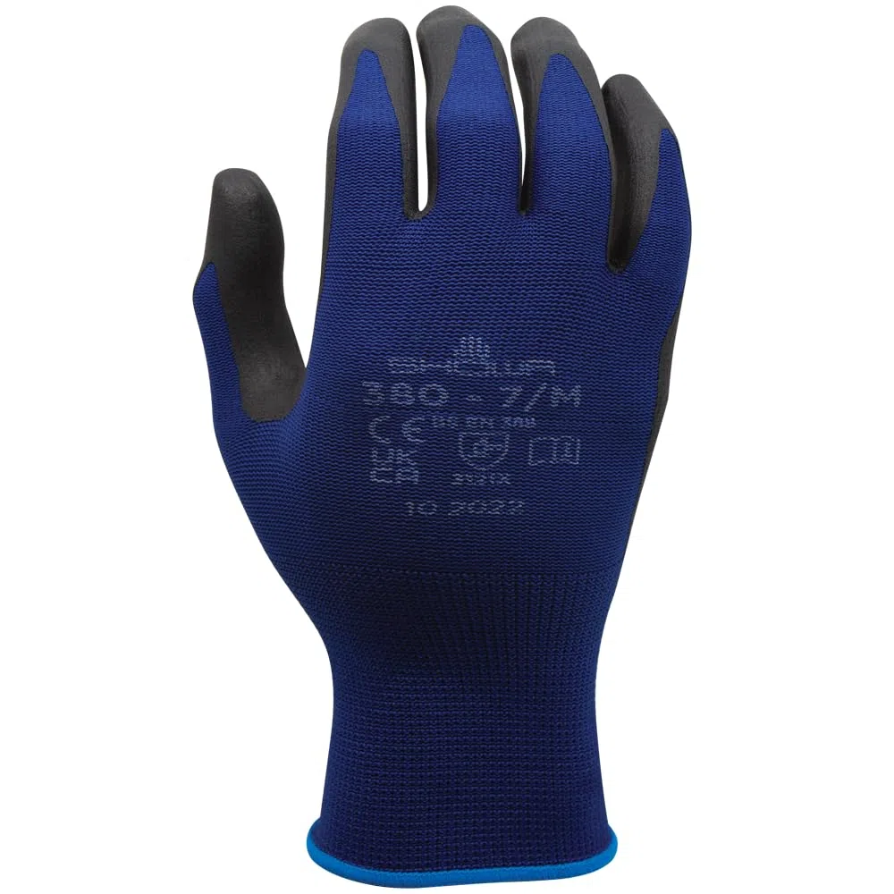 SHOWA 380, Enduction de Nitrile microporeux, Grip polyvalent, Bleu/noir, 8/L
