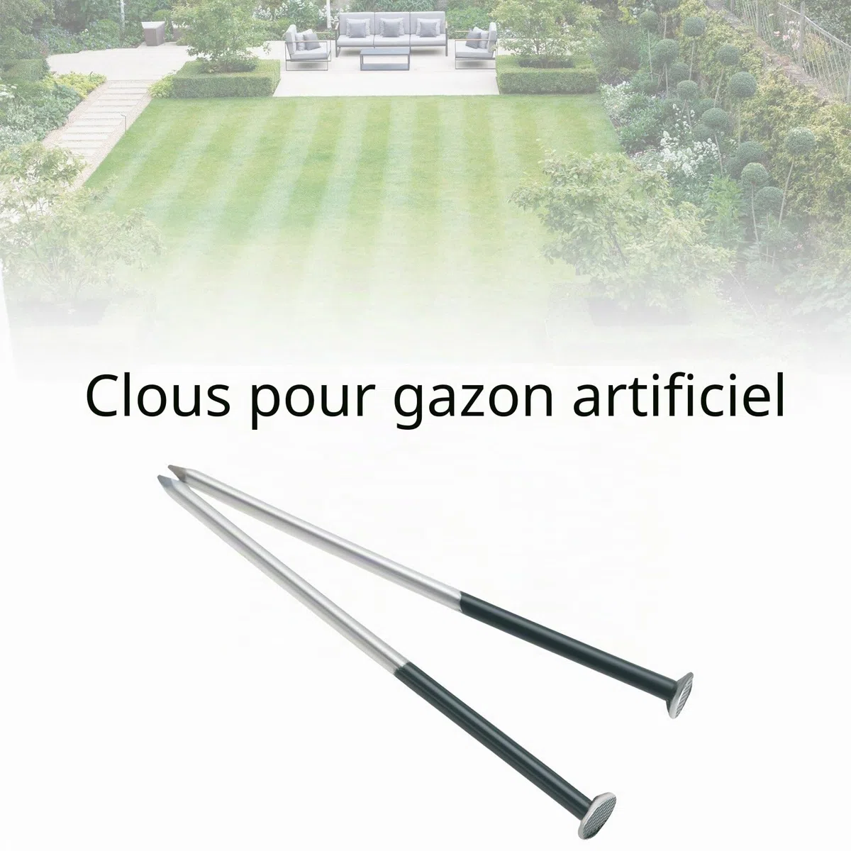 50pcs Clous de Gazon Artificiel Vert Foncé 5mm X 150mm Ensemble de Clous à Tête Ronde Galvanisés pour Sécuriser le Tissu de Tapis de Mauvaises Herbes le Filet le Tapis de Sol et Plus Encore