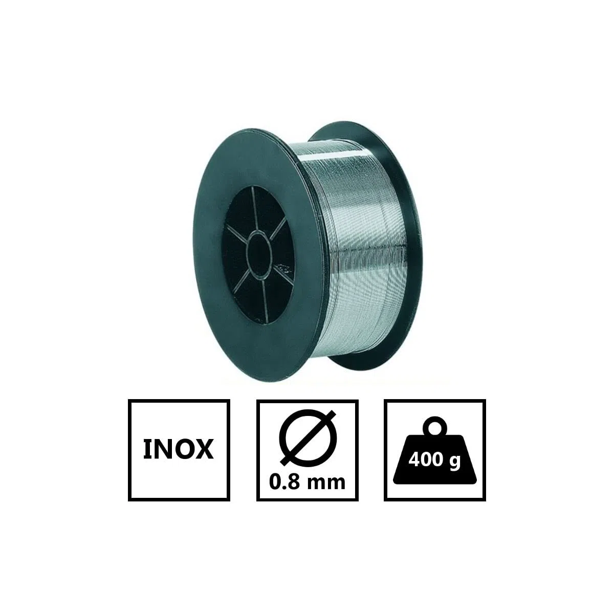 INE - Bobine de Fil Inox 308LSi Ø 0,8 mm - 400g pour Soudage MIG-MAG des Aciers Inoxydables, Rechargement et Assemblage de Précision, Compatible Postes à Souder Gaz