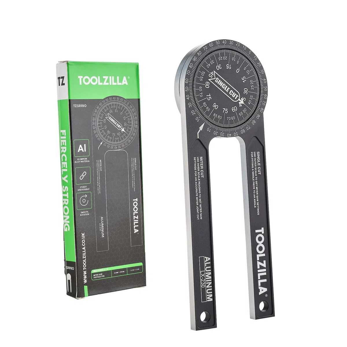 Toolzilla Rapporteur d'angle en aluminium de 17,8 cm – Outil de mesure avec plusieurs échelles pour le travail du bois, le travail du métal et tous les métiers de la construction