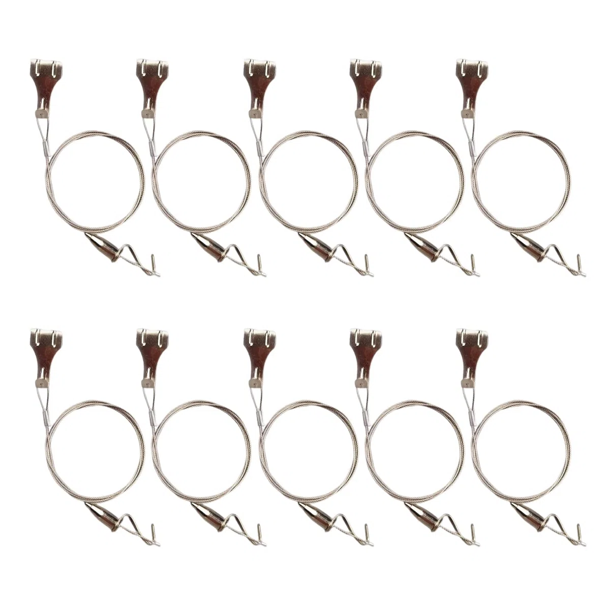 Lot de 10 systèmes de suspension pour photos - Câble en acier inoxydable de 1 m avec boucle, crochets réglables pour photos murales, expositions, galerie d'art, charge maximale de 29,9 kg