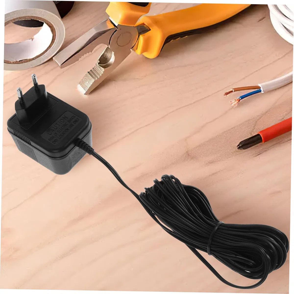 Transformateur Sonnette Adaptateur Secteur et Usage Domestique Câble Long 24v500mah, Alimentation Stable en Plastique Noir Design Élégant