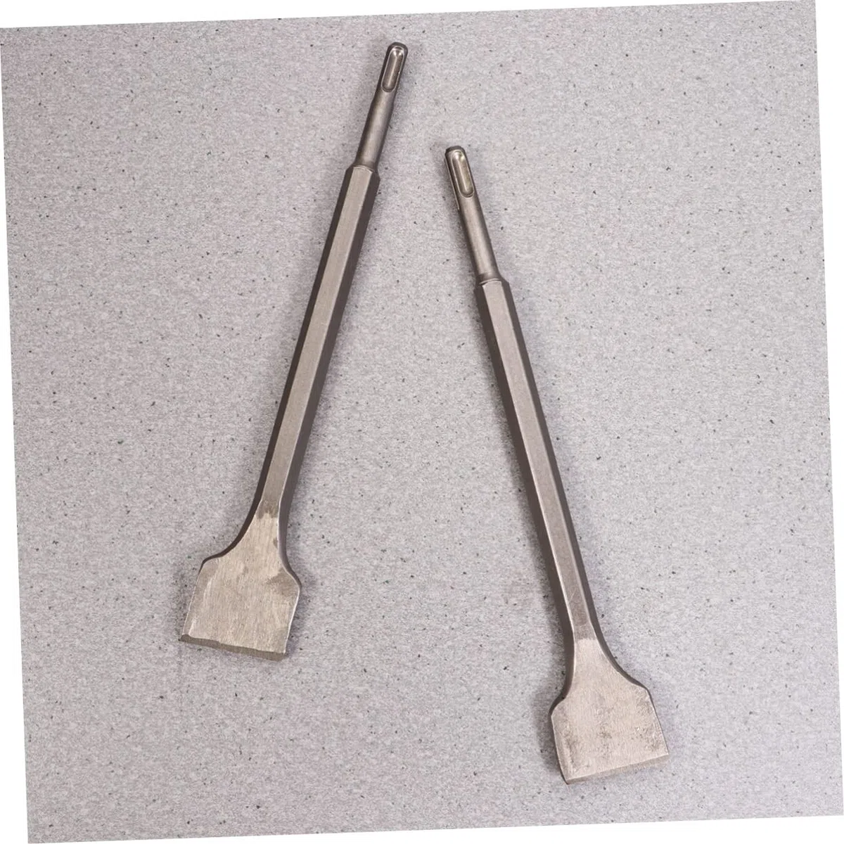 Lot De 2 Burins Plats Élargis Hexagonaux Pour Marteau-perforateur Électrique, Ciseau Plat 14 x 250 x 40 Mm, Acier Traité Peinture, Usage Murs Ciment Brique Pierre