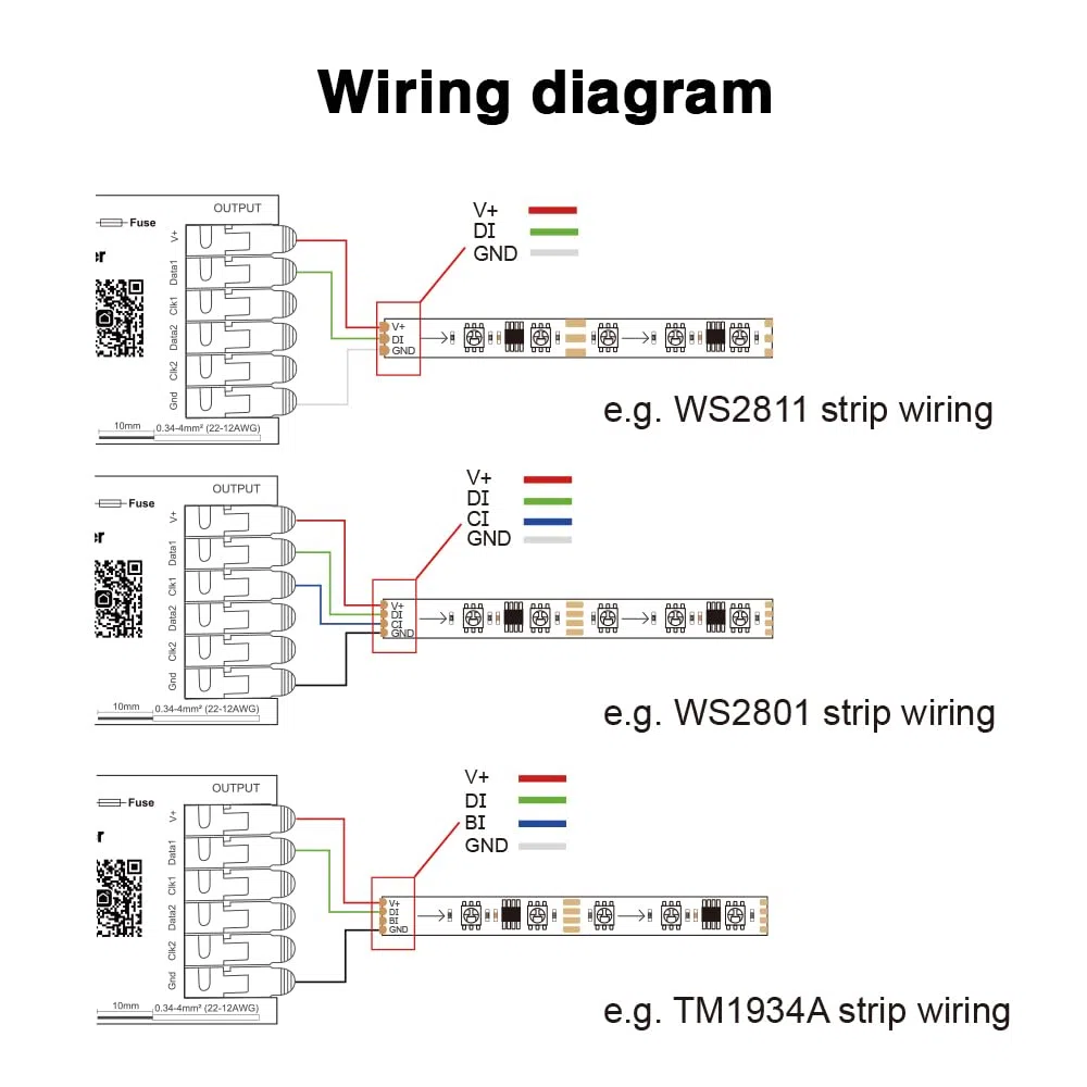 Controlleur LED SPI WiFi Tuya 15A, Compatible Alexa Google Assistant, Synchronisation Musicale, pour Ruban RGB RGBW RGBCCT 1000 LEDs Max