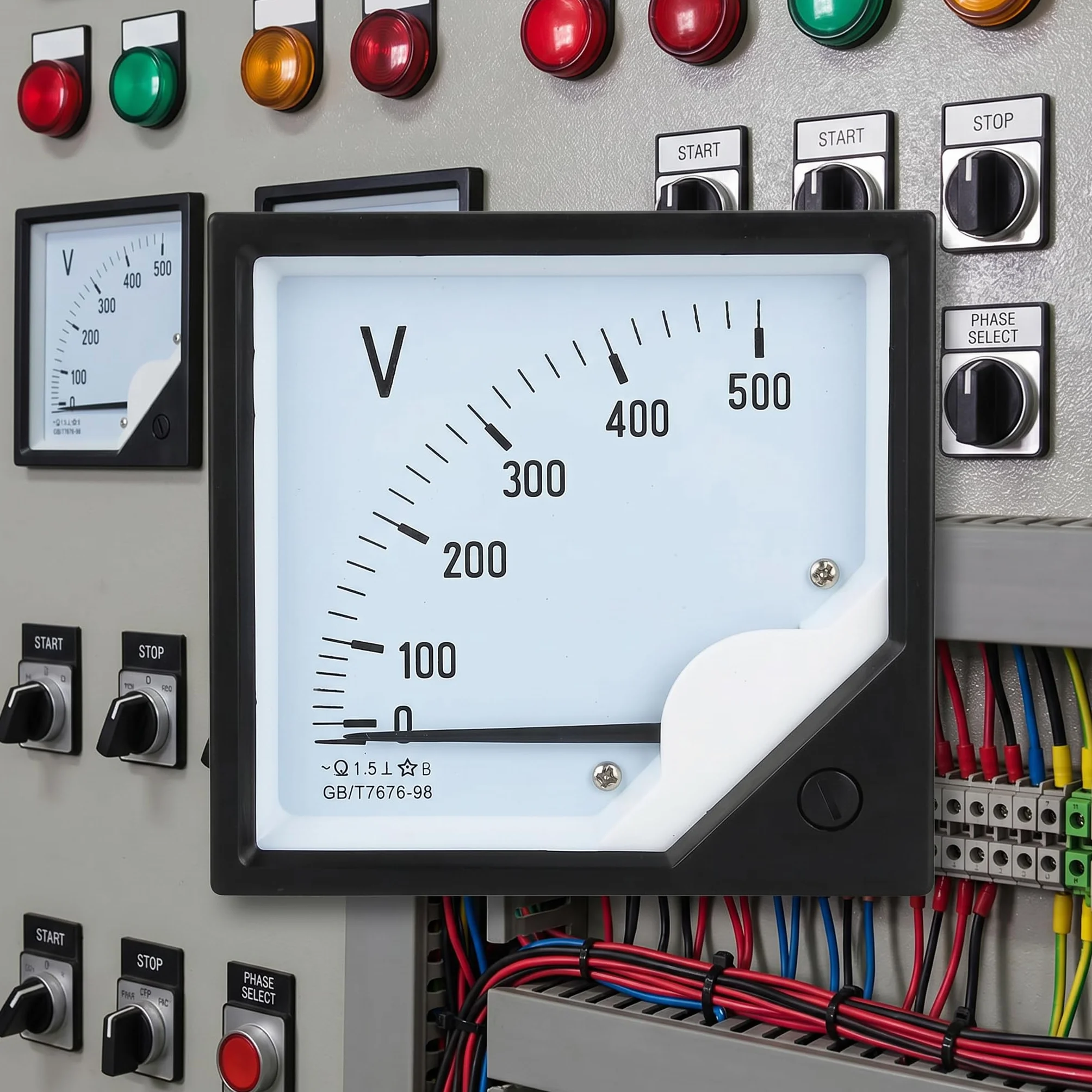 AC 0-500V Voltmètre à panneau, Appareils de mesure Voltmètres carré Voltmètre analogique Compteur à aiguille pour les dispositifs de commande électroniques