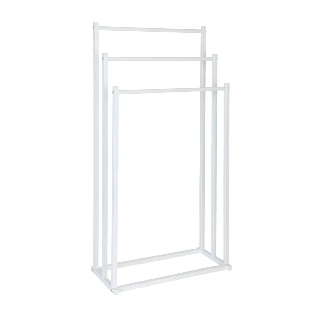 Porte-Serviettes Relaxdays, H x L x P : 86 x 44 x 21 cm, métal, 3 Barres, Salle de Bains, Porte-Serviettes Debout, Blanc