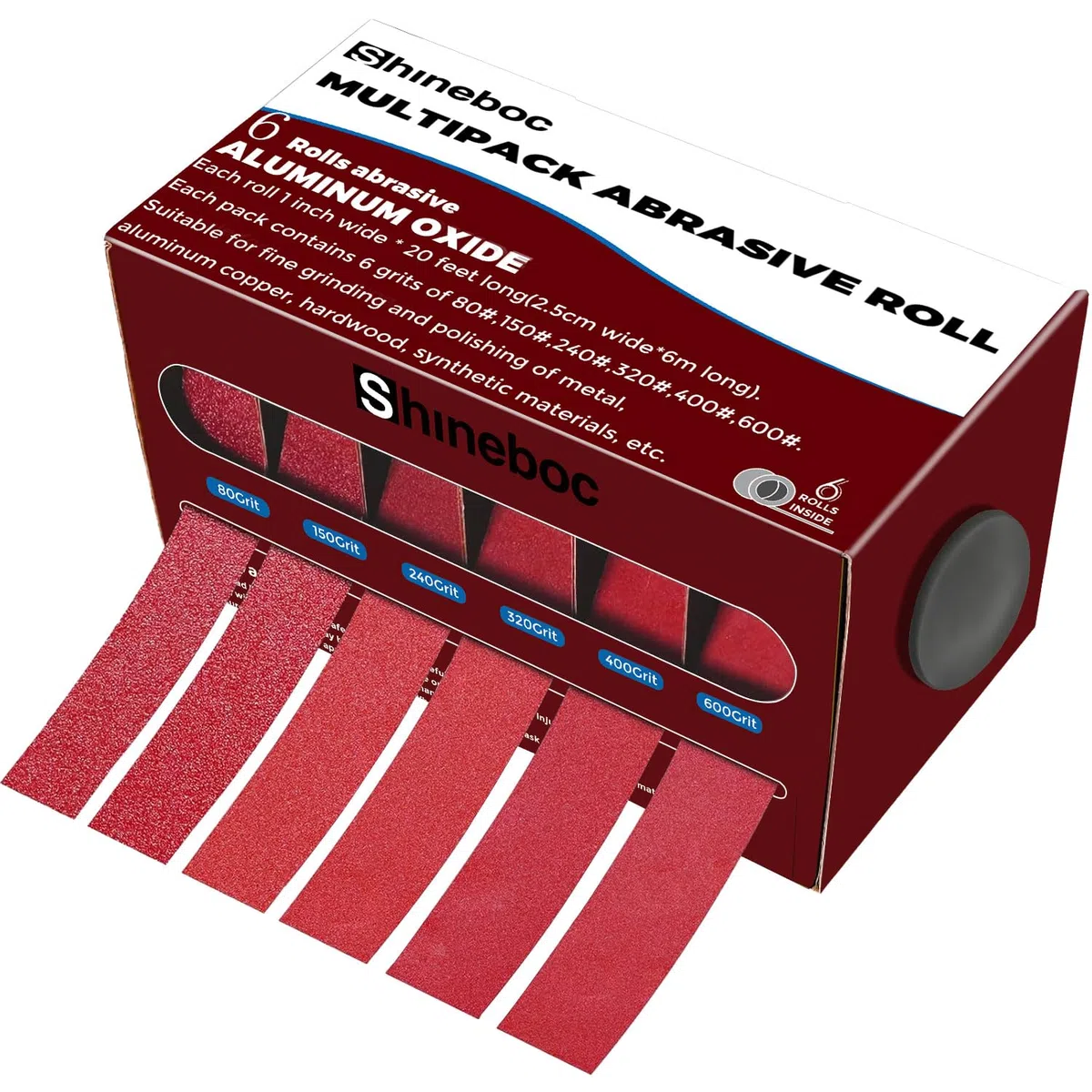 Rouleaux Papier Abrasif Grain 80-600 Papier Poncer Sec et Humide | 25 mm x 6 m pour la Réparation de Meubles en Bois le Ponçage de Métaux, le Polissage de Voitures