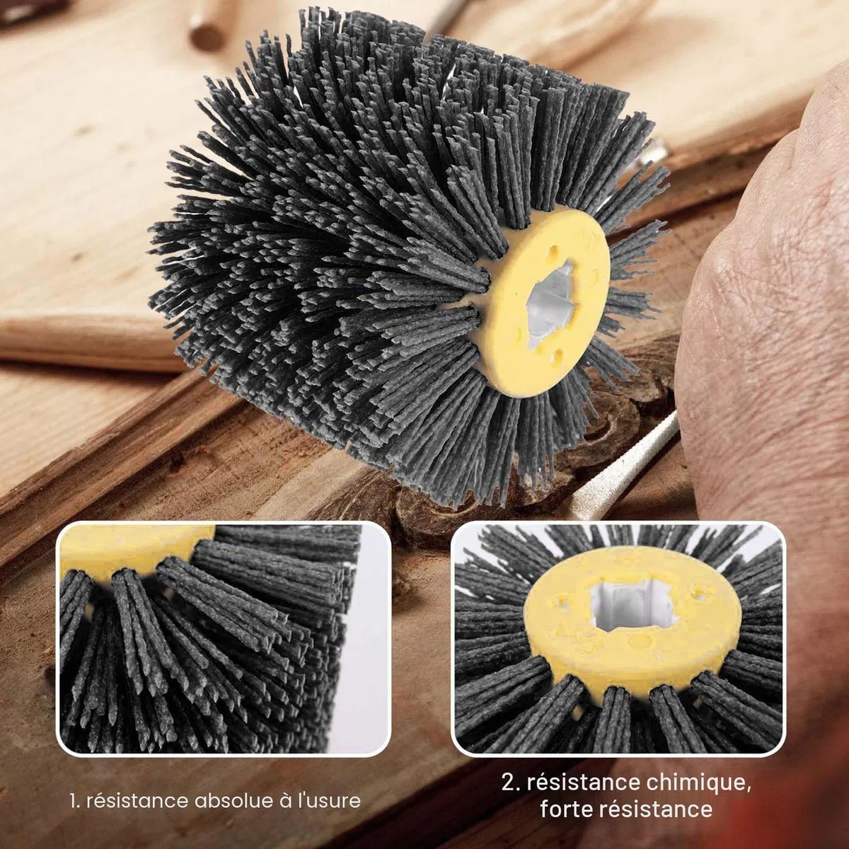 Brosse abrasives : grain 80, largeur 100-120 mm | convient pour rouleau abrasif, brosse en nylon pour machine à satin, noir, roue de tréfilage