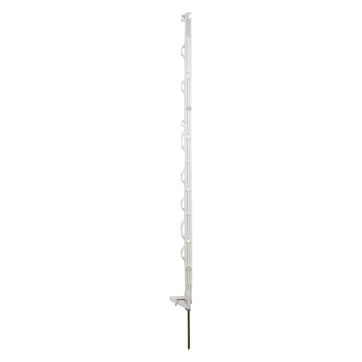 horizont Piquet de clôture plastique 10 pièces blanc, hauteur 108cm, pas unique, piquet plastique avec oeillets pour rubans, cordes, torons, piquet de clôture clôture de pâturage | Piquet en plastique avec œillets pour rubans, cordes, brins