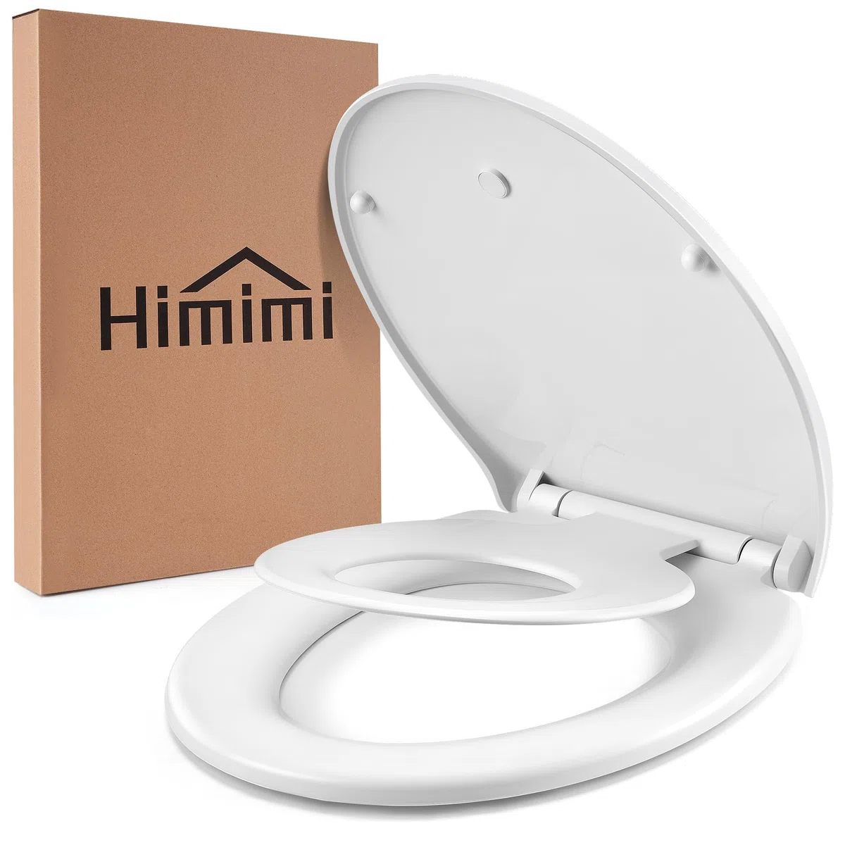 Himimi Abattant WC, Familial Cuvette Toilette avec Siège Enfant Magnétique, Frein de Chute et Charnière Réglable, Lunette WC pour Adultes et Enfants, Forme O, Blanc (447mm x 372mm x 55mm)