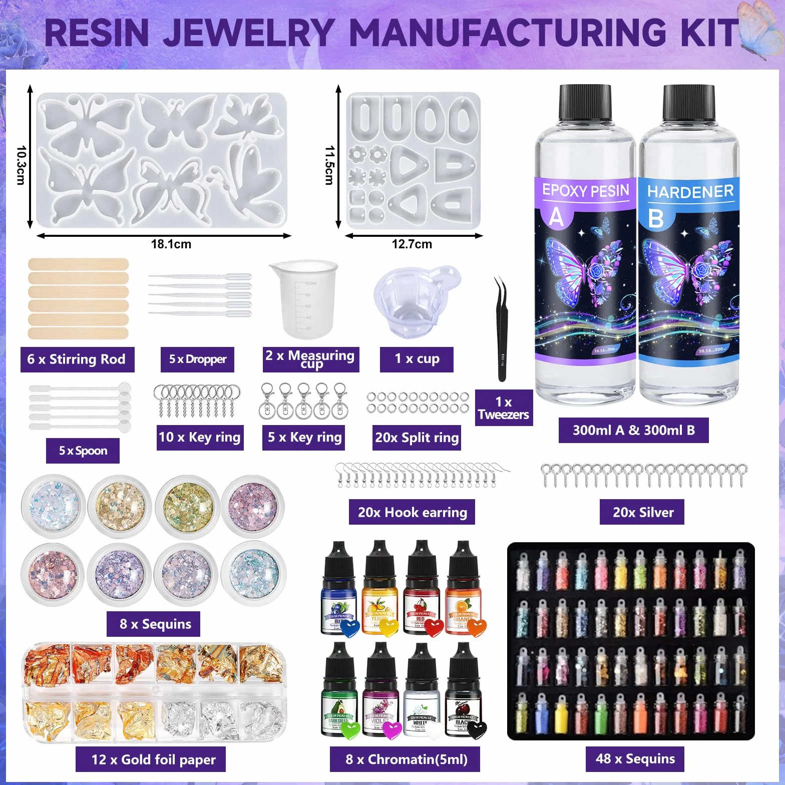Résine Époxy Transparente 600ml - 1: 1 Ratio Revêtement en résine époxy cristalline,Resine Epoxy Kit pour bois,bar,table, fabrication de bijoux,l'artisanat, la fabrication de bijoux