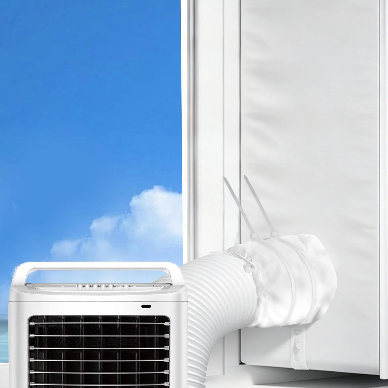 Kit de Fenêtre Climatiseur Mobile, 3 m Joint de Fenetre Universel pour Climatiseur Mobile et Sèche Linge, Tissu Oxford Résistant et Imperméable, Isolant Anti-Fuite d’Air Froid