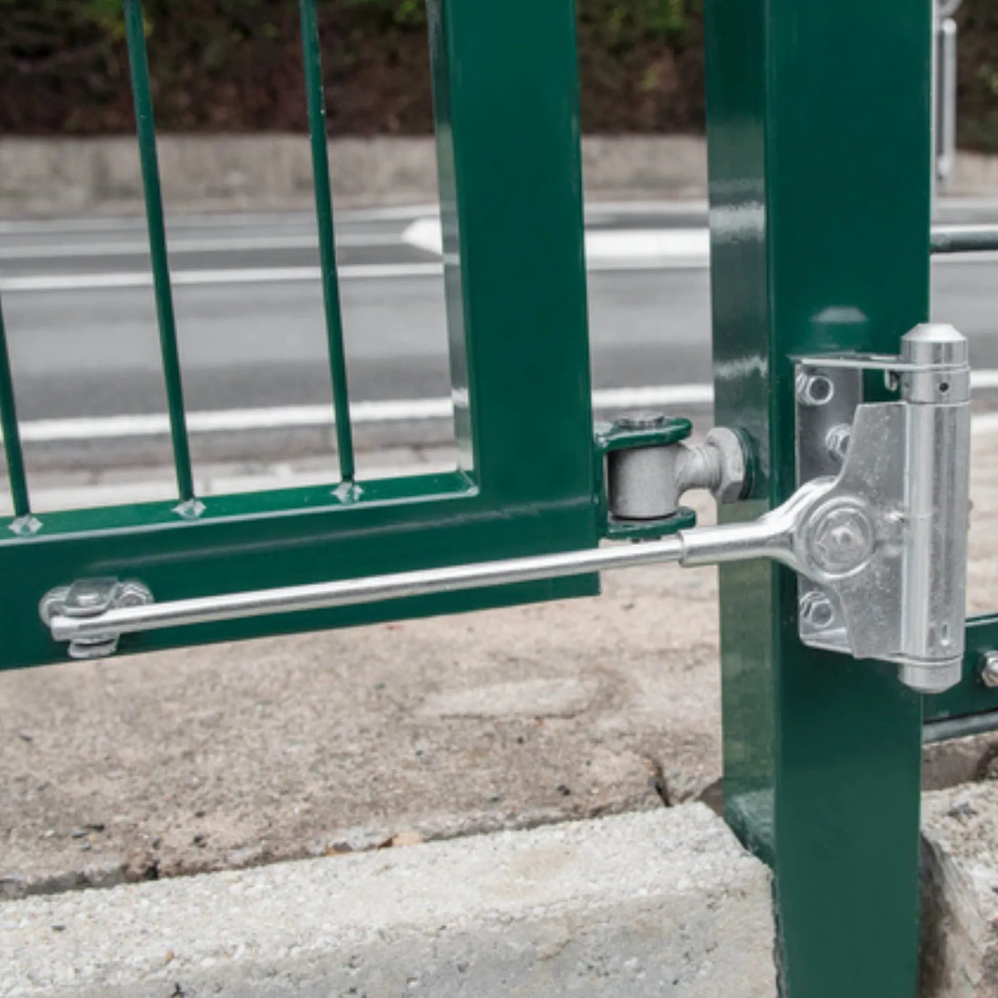 Ferme-porte à tige avec ressort | poids de porte jusqu'à 35 kg | acier galvanisé argent | 1 pièce - ferme-porte automatique pour portail de jardin & porte intérieure