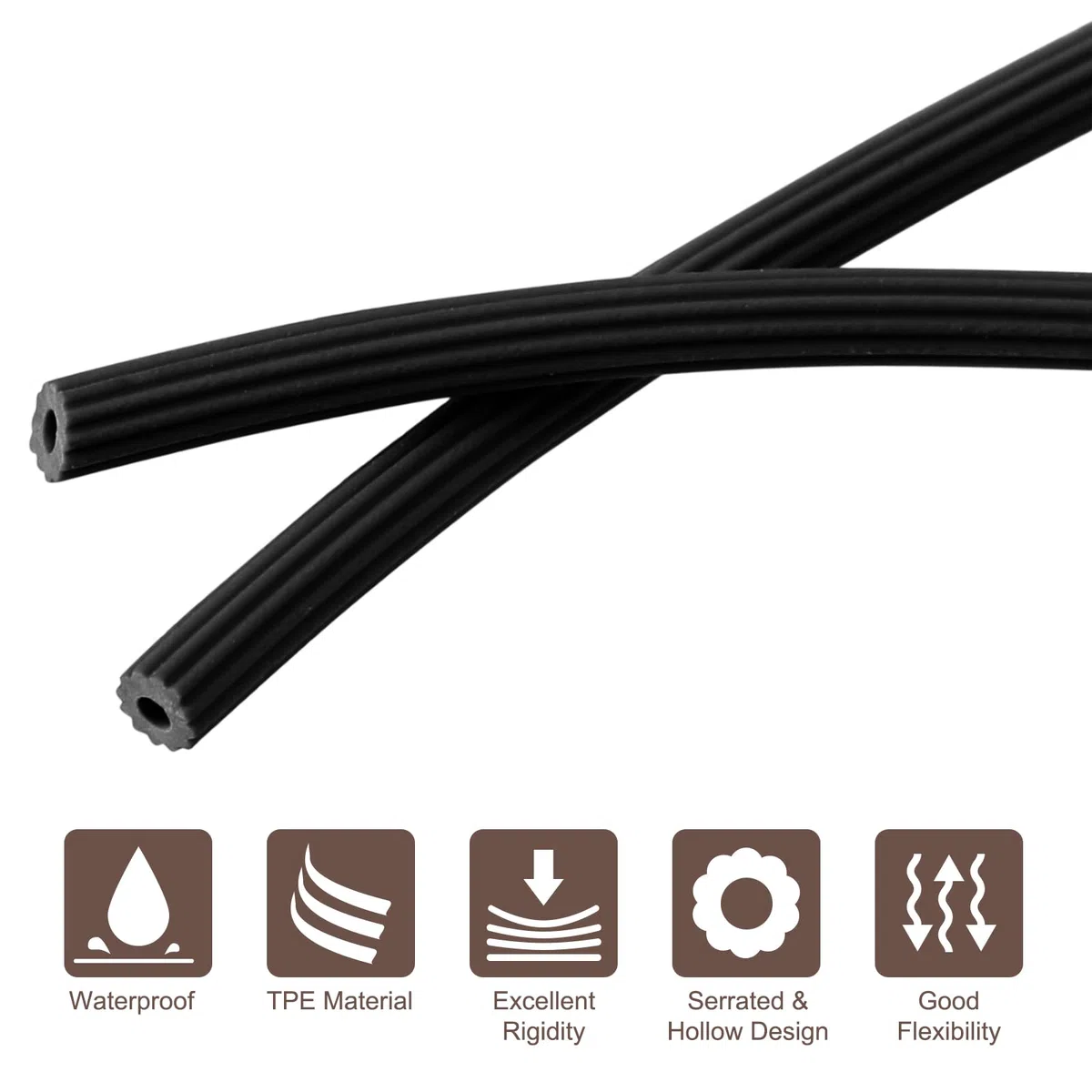 sourcing map Spline de fixation ronde de 0,2 cm x 3 m pour écran de porte et fenêtre, noir