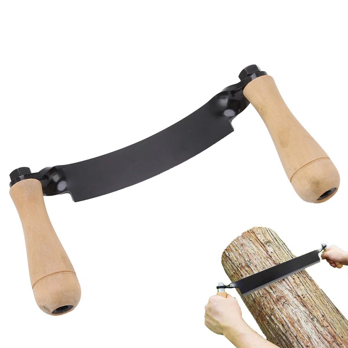 Couteau à écorce Lame En Acier Au Tungstène Manche En Bois éplucheur D'écorce de Rasag Couteau à Tirage Incurvé Pour Charpentiers En Bois Tourneurs (8 pouces)