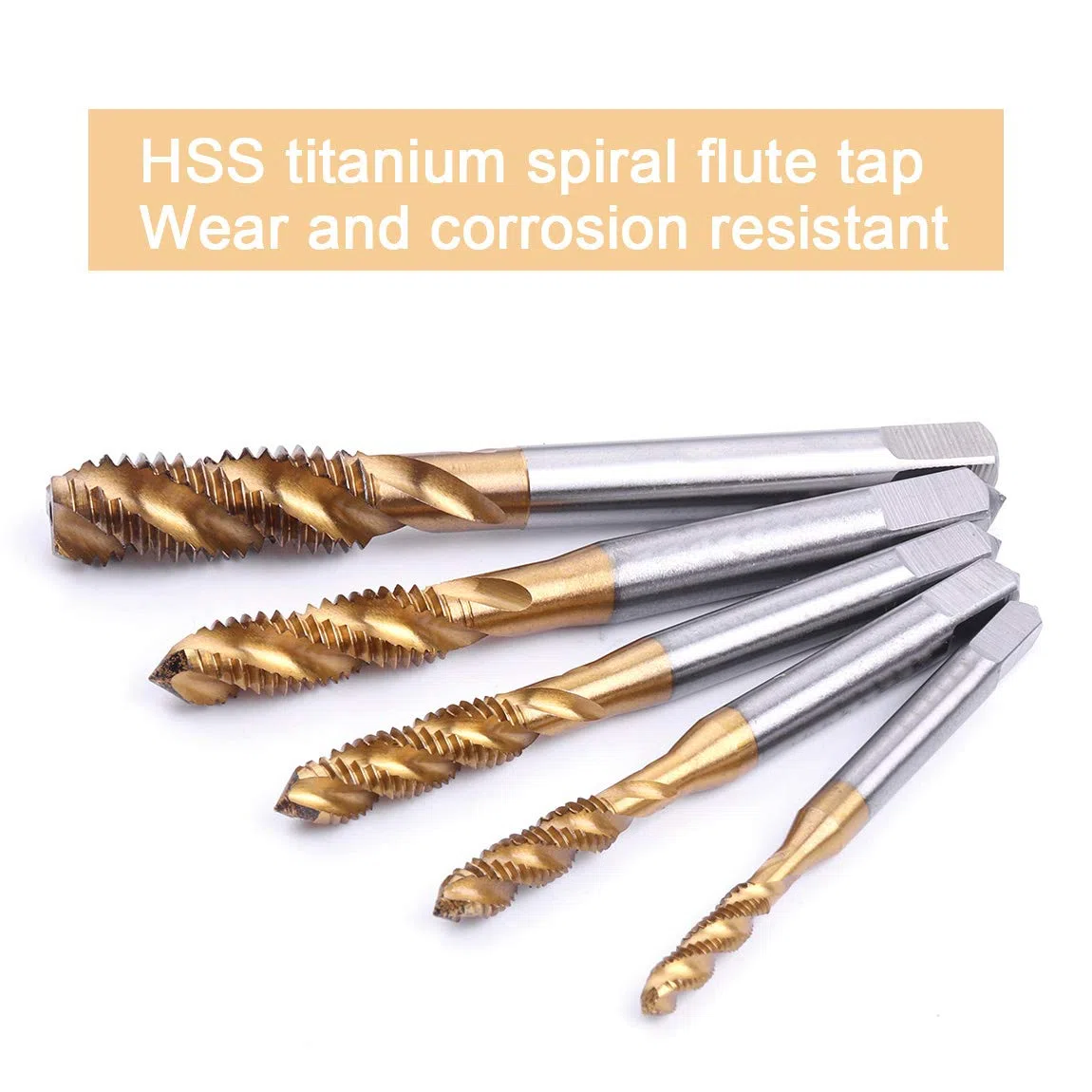 ATOPLEE Tarauds à fileter，5pcs M3 M4 M5 M6 M8 Titanium Coated HSS spirale Flûte traversière mécanique métrique Tap Set [5 tailles]