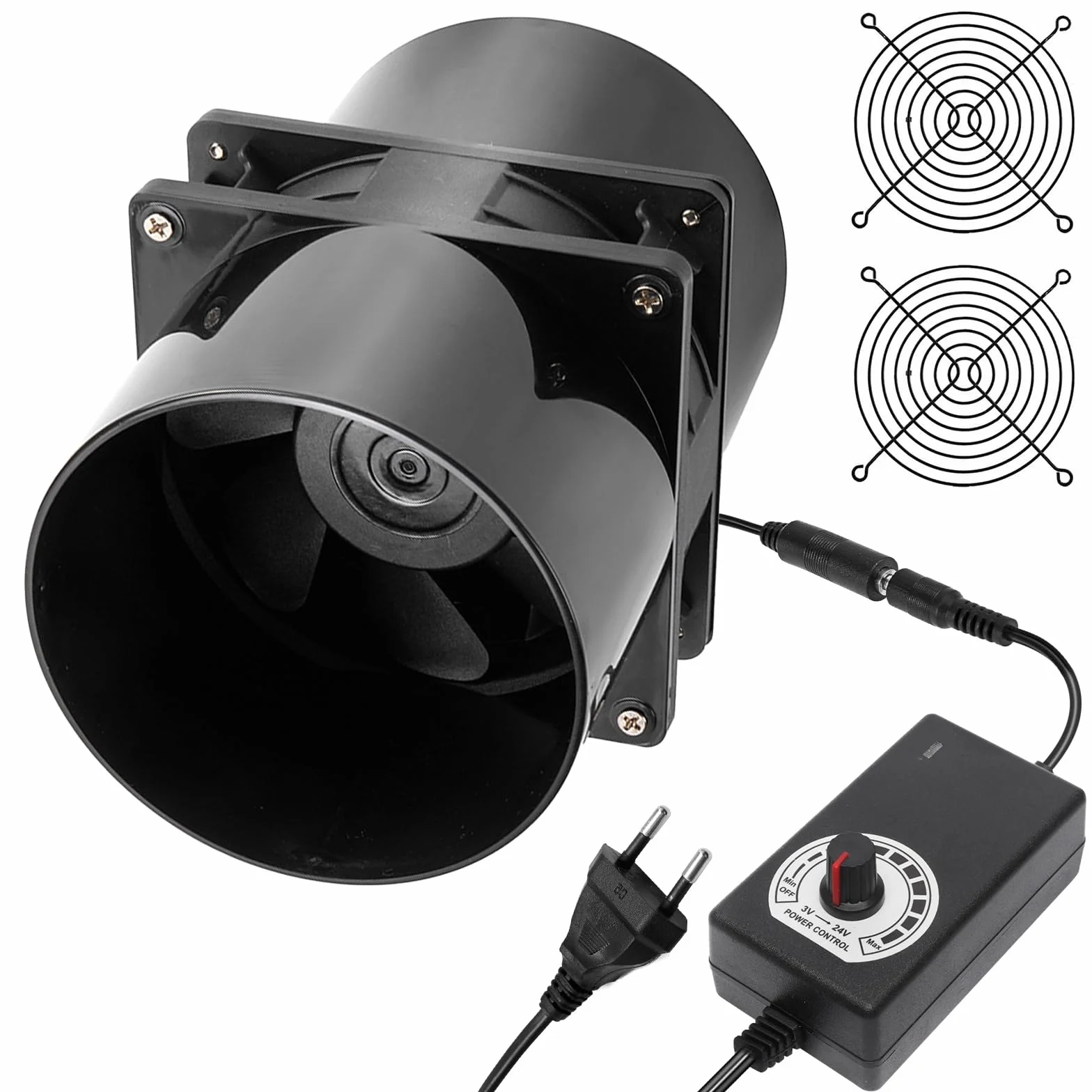 GOMETY Ventilateur Extracteur d'air 100mm en Ligne, Ventilation Extracteur Air avec Variateur Puissant, Silencieux, Efficace Ventilation Cave Humide, Garages, Garage, Cuisine, Salle de Bain
