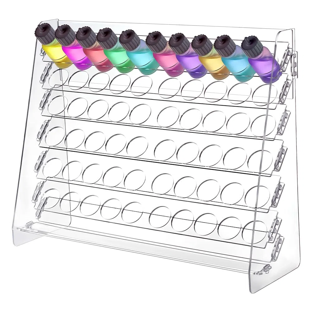 PH PandaHall Lot de 60 trous de support pour peinture artisanale avec 6 supports d'étagères, présentoirs en acrylique pour peintures miniatures, trou : 2,5 mm