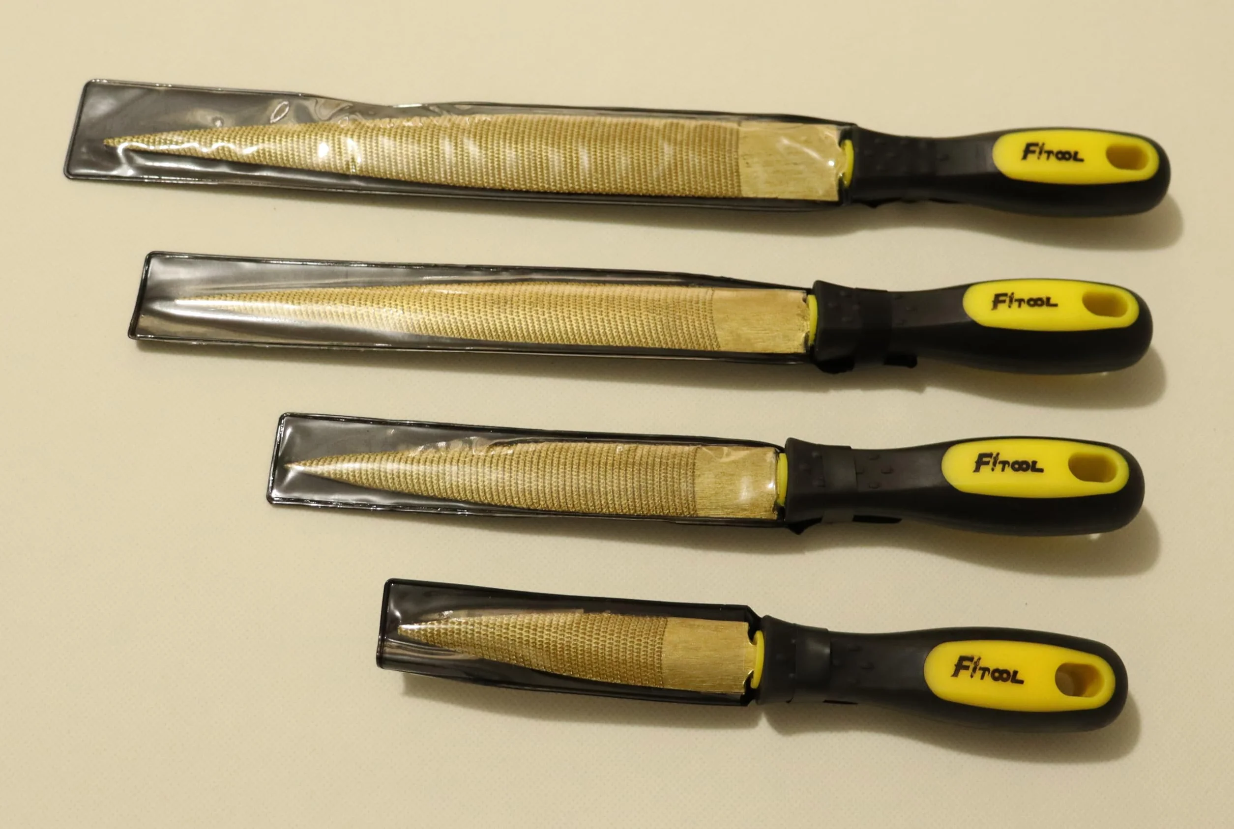 Ensemble de 4 morceaux de râpe à bois doré, Taille grossière fine, 4 "-6" -8 "-10", Râpe conique pour bois, cuir, métaux tendres, plastique souple, Paquet de 4 lambourdes