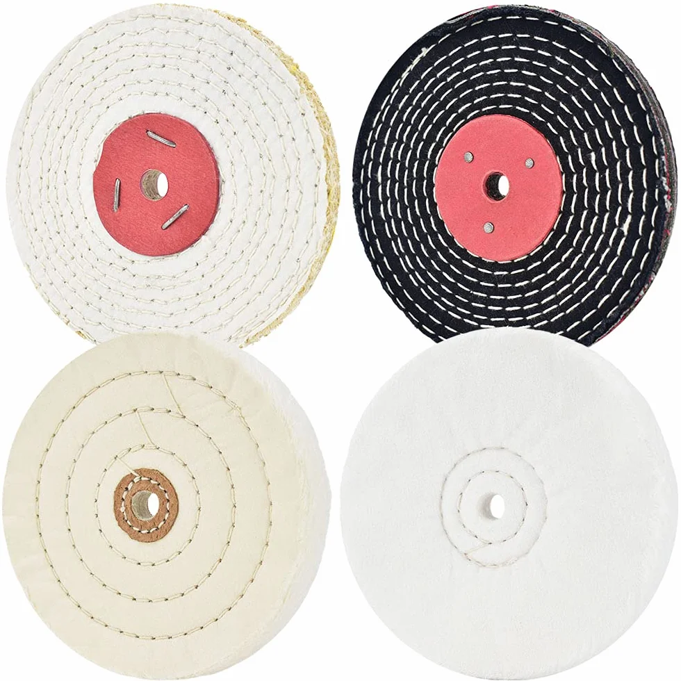 Disque de polissage de 150 mm - Pour ponceuse avec trou de mandrin de 12,7 mm (doux et fin) et de 12,7 mm (moyen et grossier) - 4 pièces