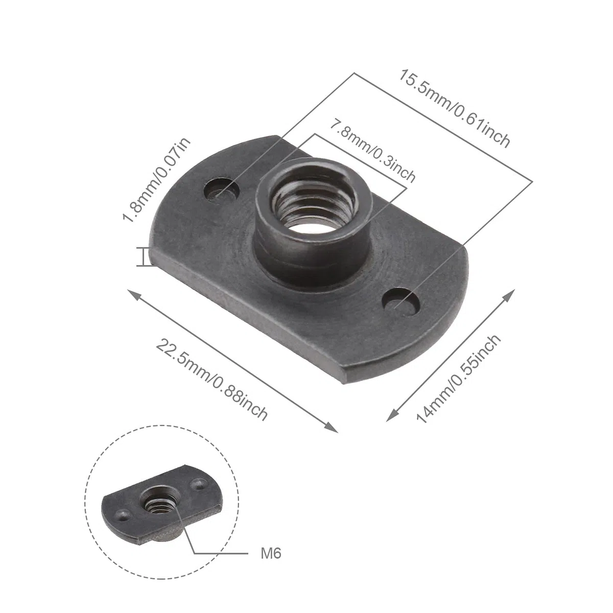 Lot de 20 écrous à souder M6 en acier carbone en forme de T 2 trous pour meubles tubulaires Table