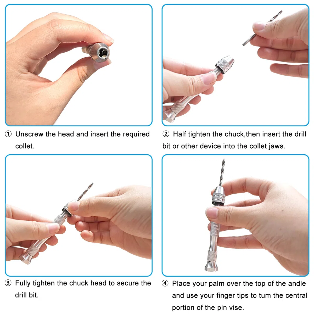 Kit De Perçage Manuel, Mini Perceuse À Étau Pour Moules En Résine, Perceuse De Bricolage Avec Mèches Hélicoïdales De 0.8-3Mm, Petite Perceuse Manuelle Pour L'Artisanat, La Sculpture, Le Modélisme