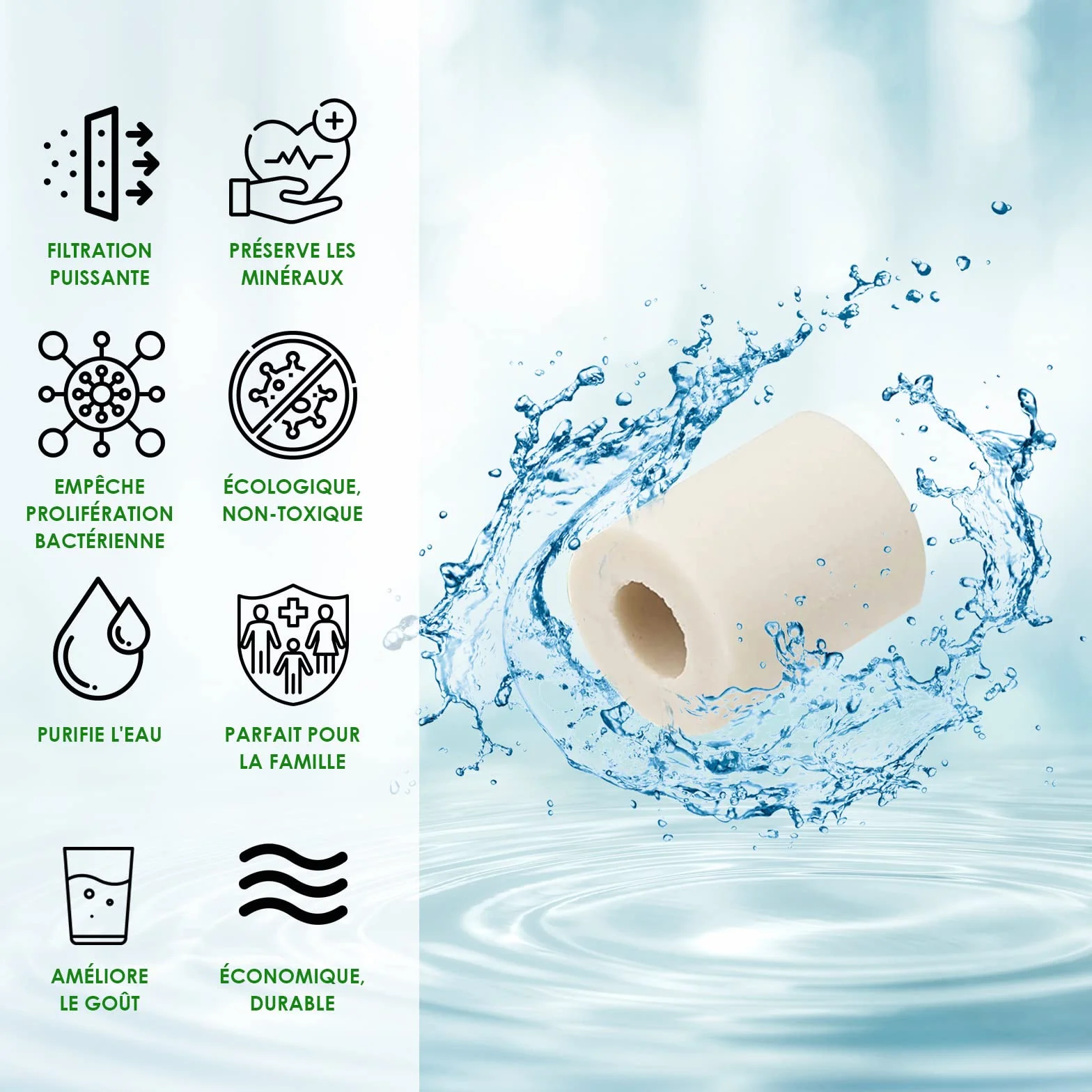 105 Perles de Céramique Grises Fermentées – Filtre à Eau Naturel Anti-Calcaire pour Carafe, Bouilloire, Gourde, Lave-Linge – Purification et Adoucissement de l’Eau