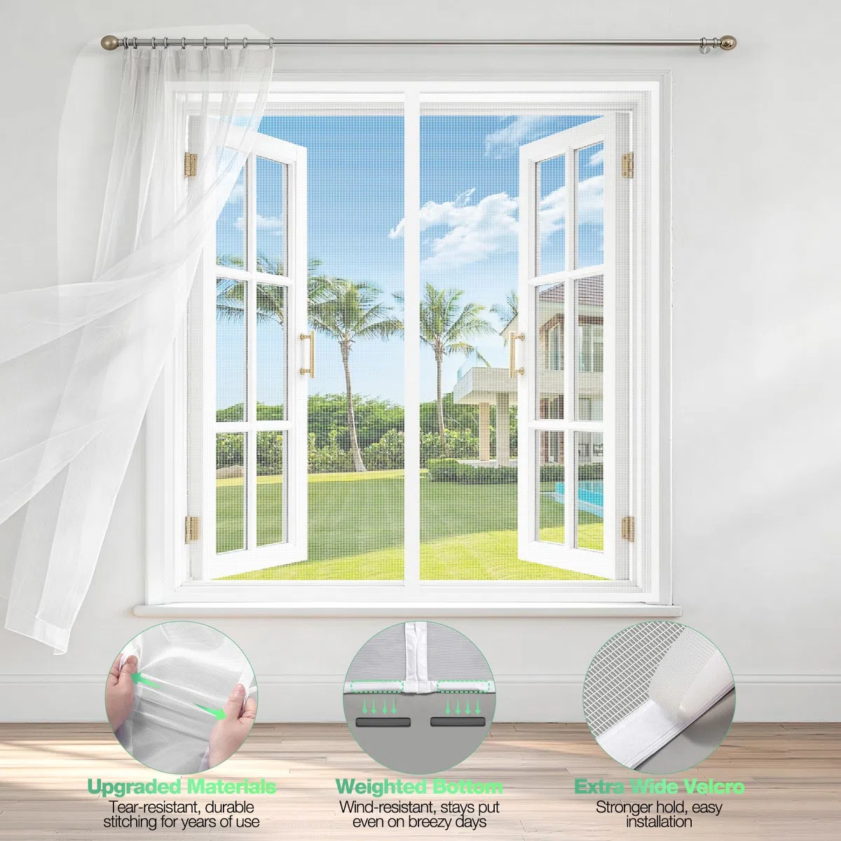 Moustiquaire Fenêtre Magnétique 60x70 cm, Rideau Anti-Moustique Blanc, Fermeture Automatique, Sans Perçage, Pour Fenêtres, Portes de Balcon, Chambre, Idéal pour Familles avec Enfants et Animaux