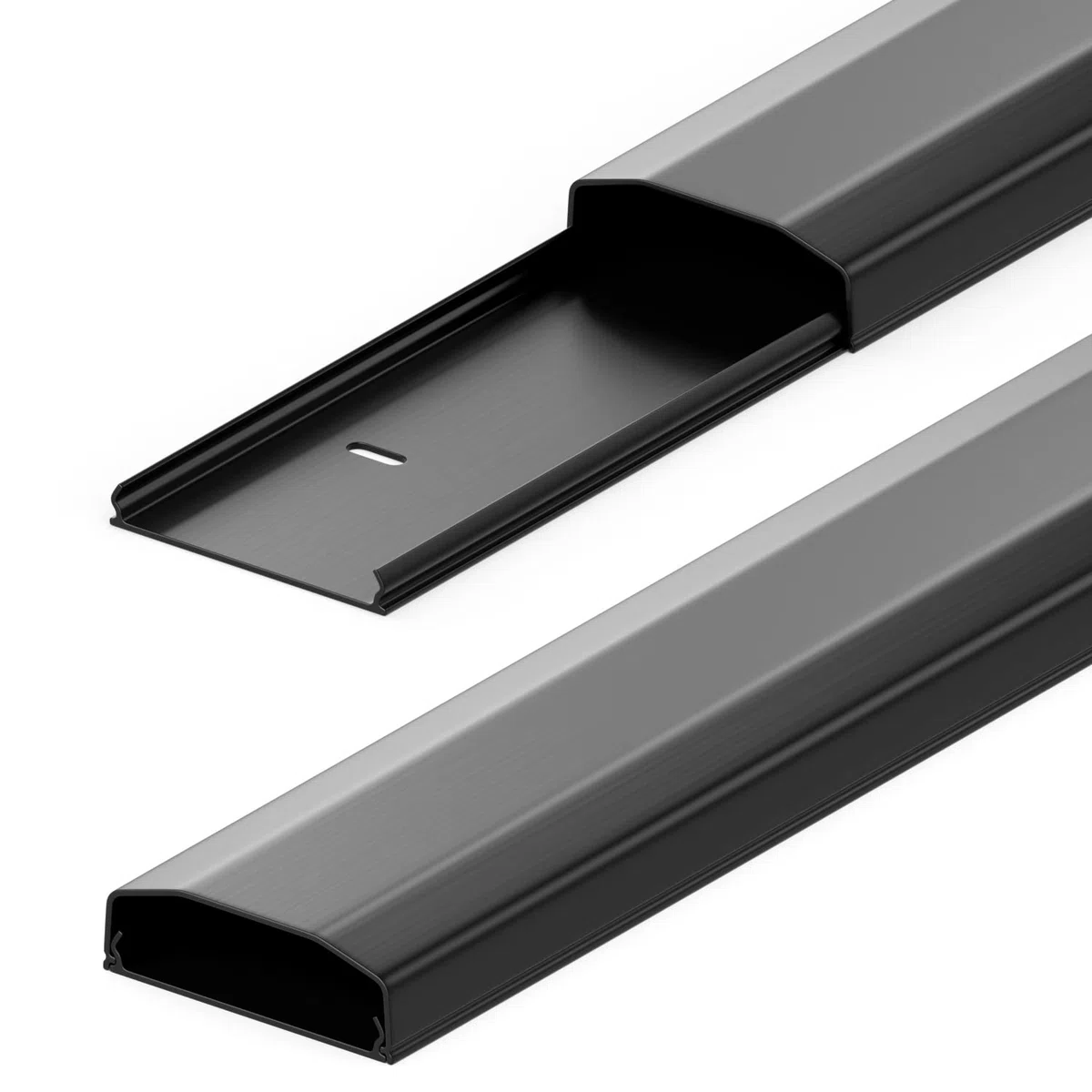 deleyCON Conduit de Câble Goulotte de Distribution Universal Câblage Facile de Câbles et Fils PVC de Grande Qualité Longueur 100cm Largeur 6cm Hauteur 2cm - Noir