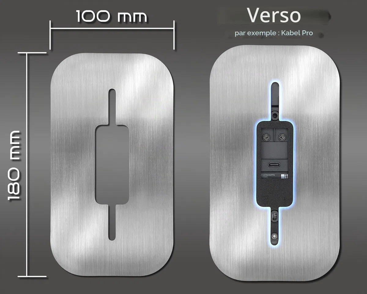 Ouverture en acier inoxydable | Accessoires pour sonnette vidéo/vidéo Doorbell Wired Plus câble & câble Pro | Support, panneau, fixation, plaque pour sonnette sans fil Alexa d'extérieur