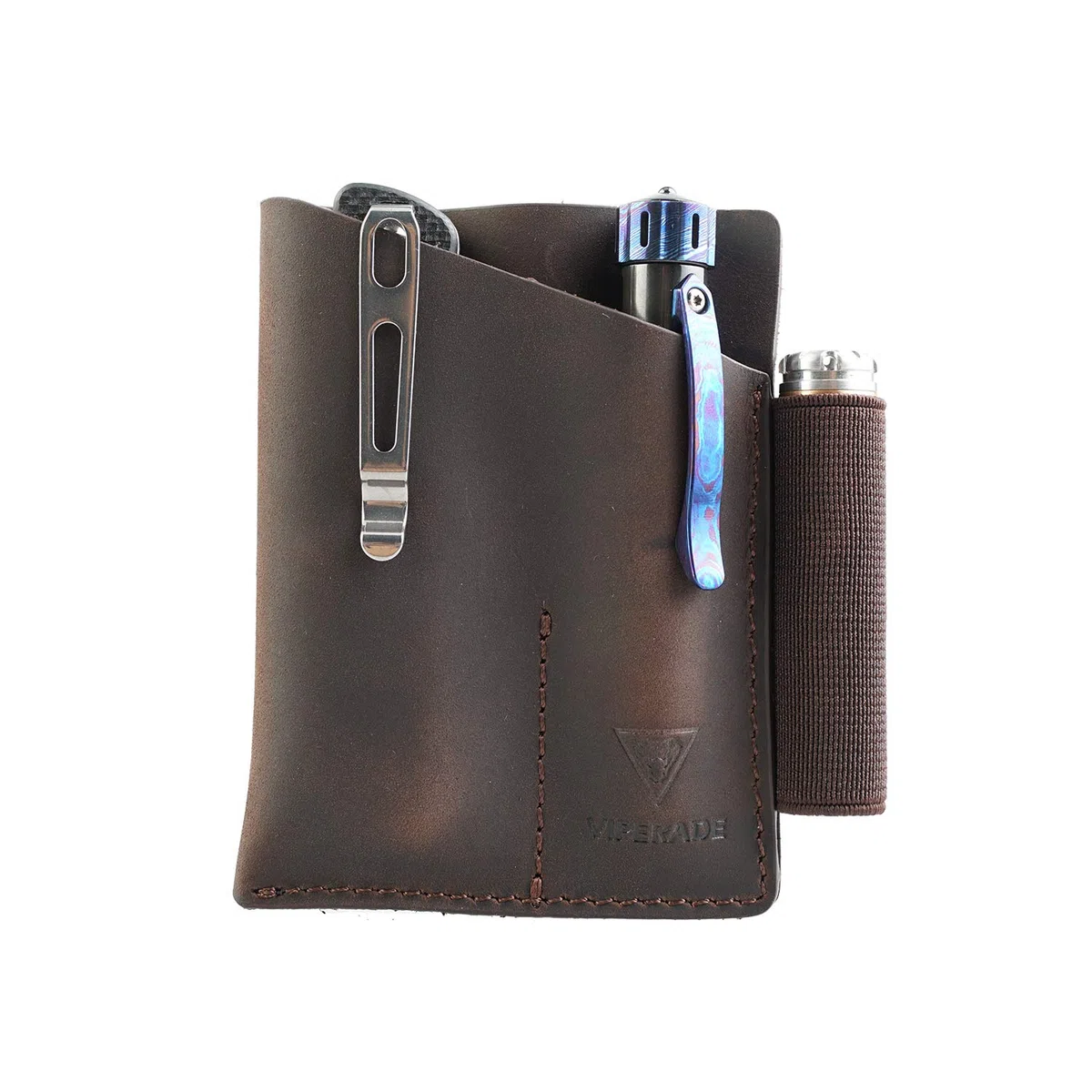 VIPERADE PJ12 EDC Gaine en Cuir Multi-Outils, étui à Outils, Gaine de Couteau, Gaine de Lampe de Poche pour for Leatherman, Gaine de Couteau Multi-Outils avec 2 Poches